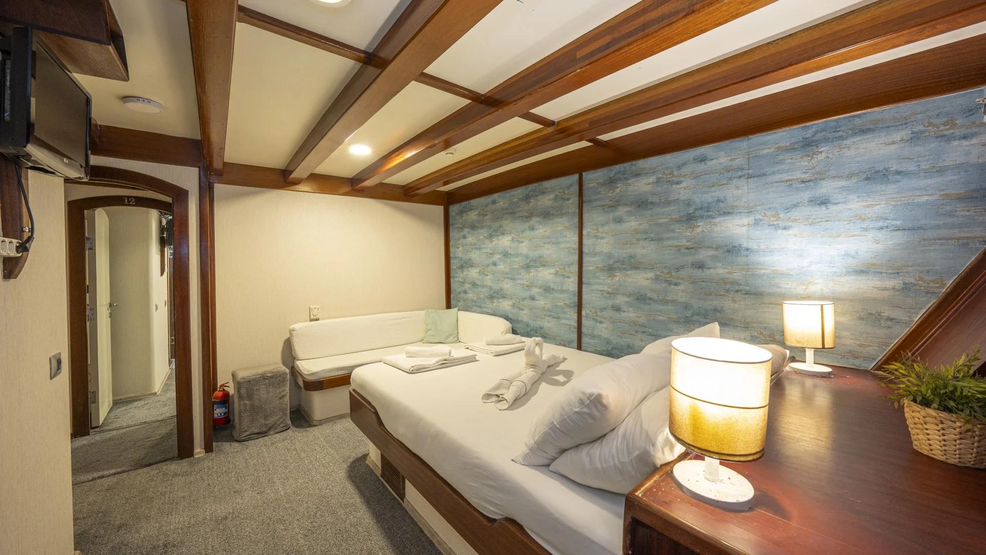 Elara 1 gulet accommodation interior cabin in Türkiye