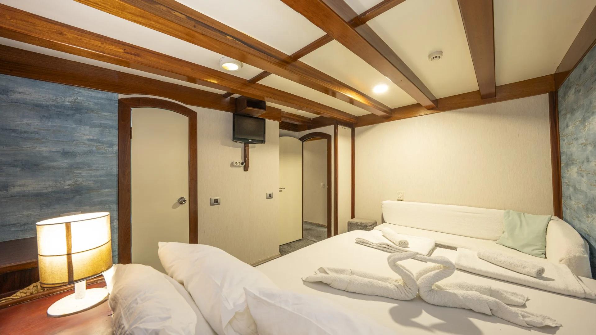 Elara 1 gulet accommodation interior cabin in Türkiye