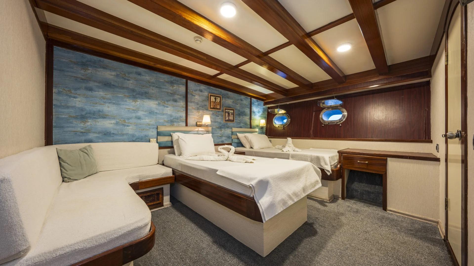 Elara 1 gulet accommodation interior cabin in Türkiye