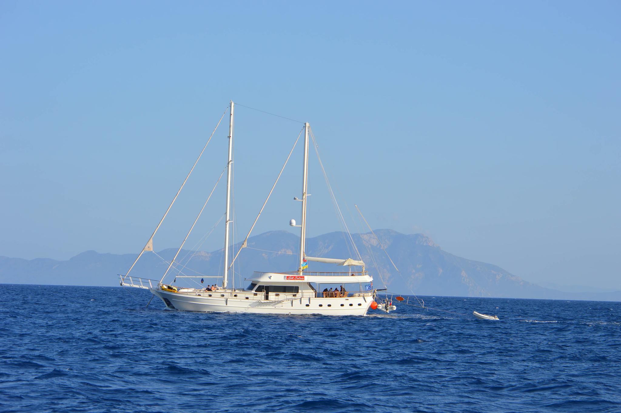Gül Sultan gulet amenities aerial view in Türkiye