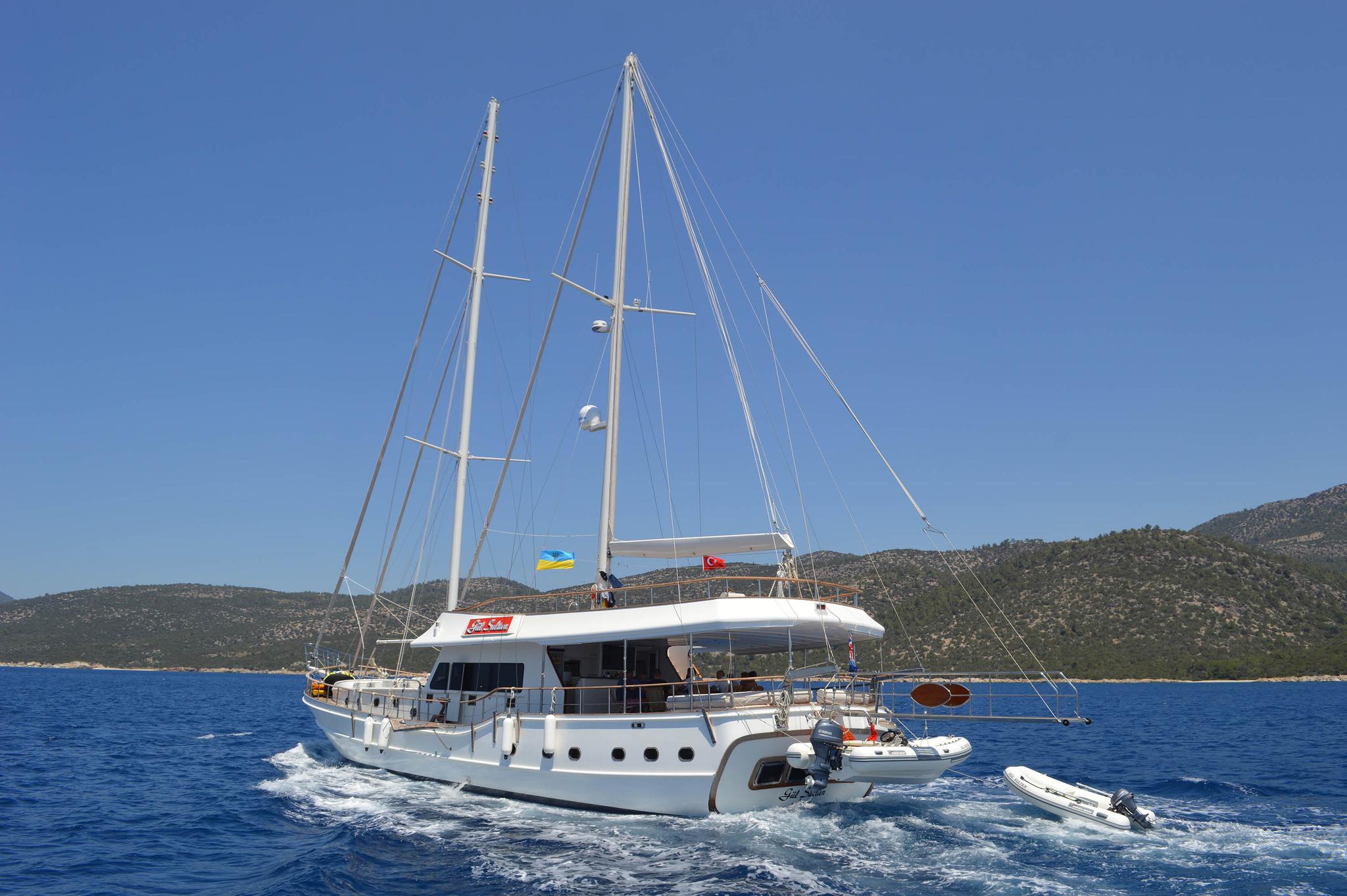 Gül Sultan gulet amenities aerial view in Türkiye