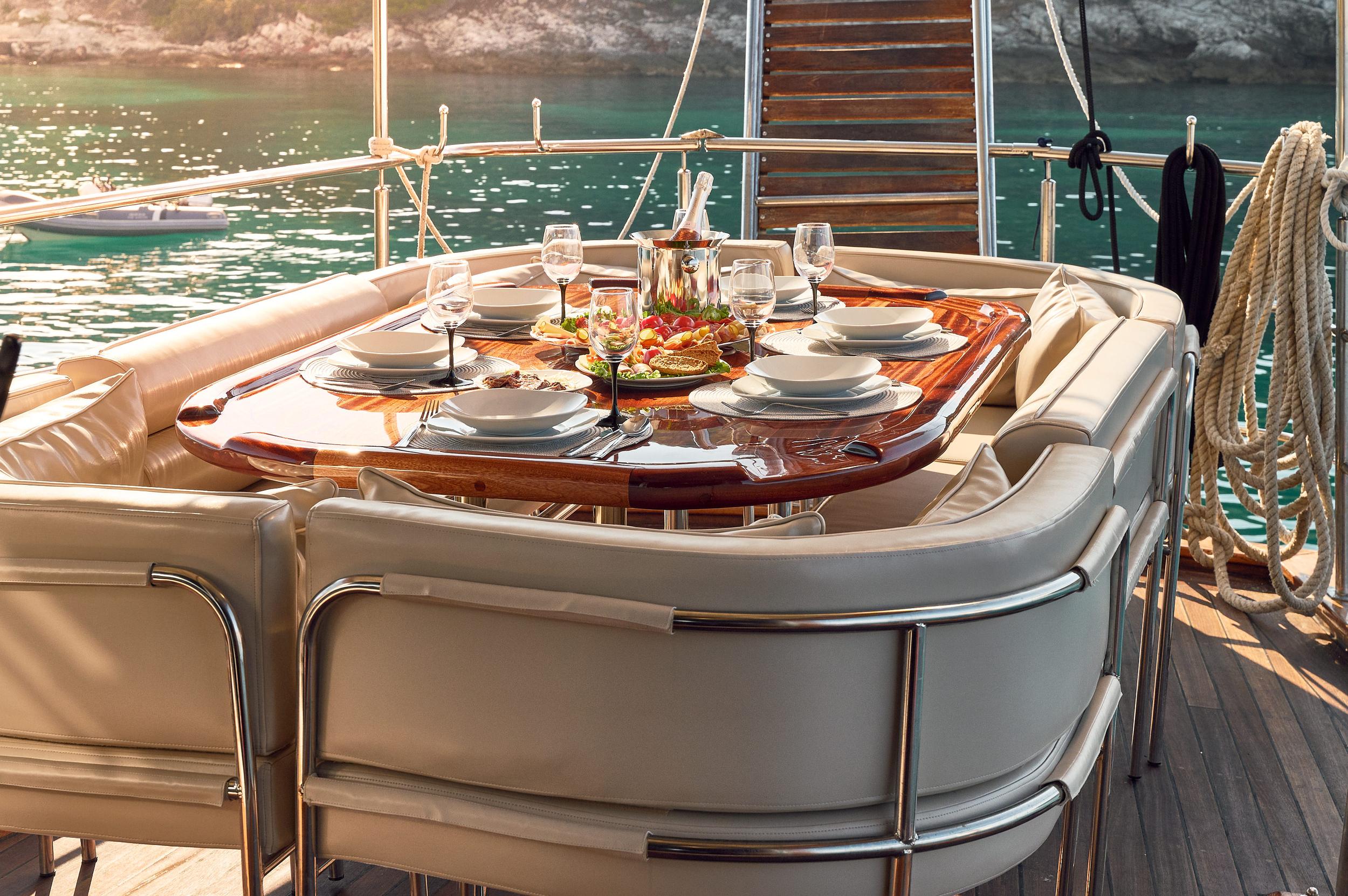 Trebenna gulet amenities lifestyle dining in Croatia