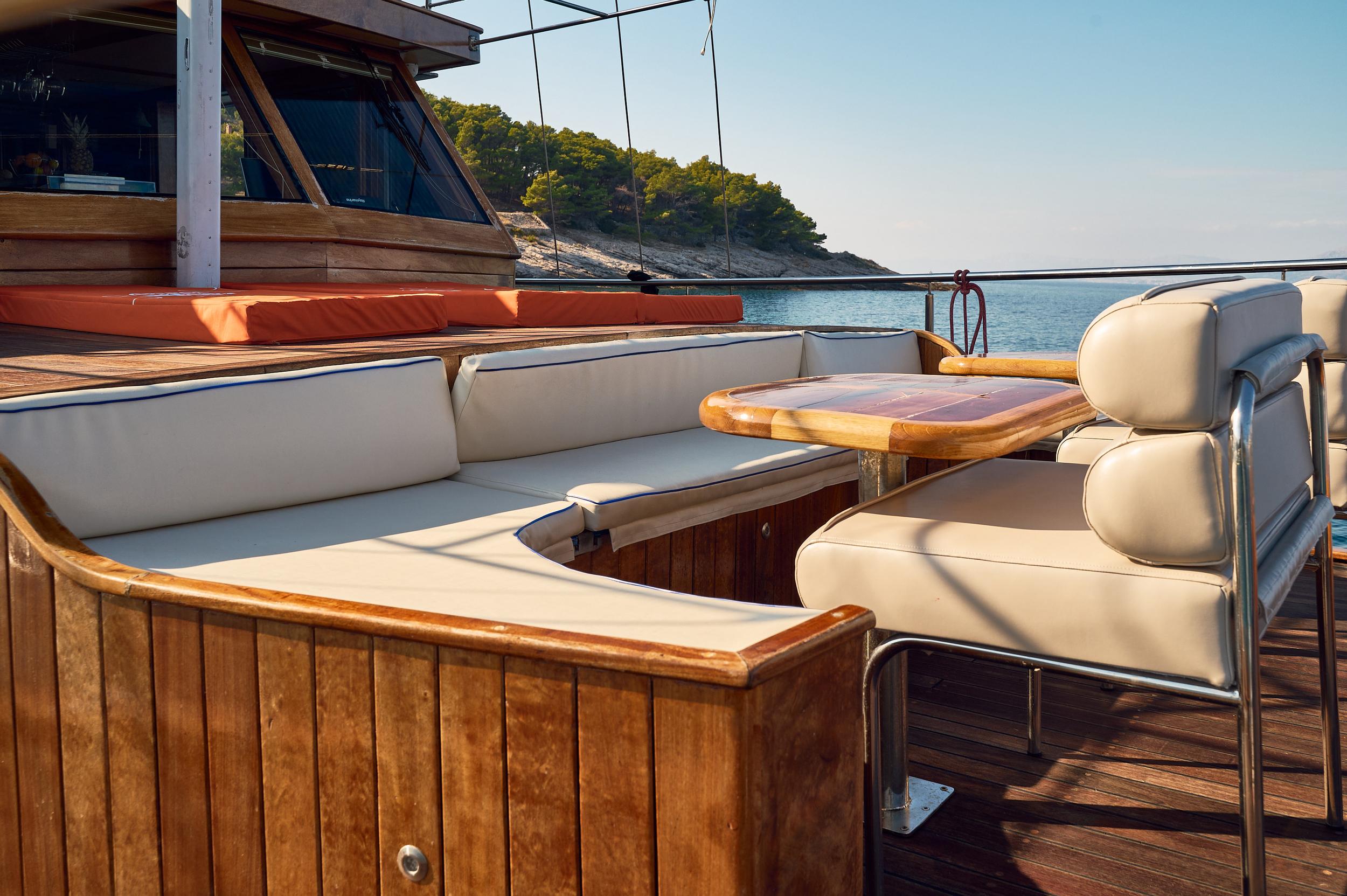 Trebenna gulet amenities exterior deck in Croatia