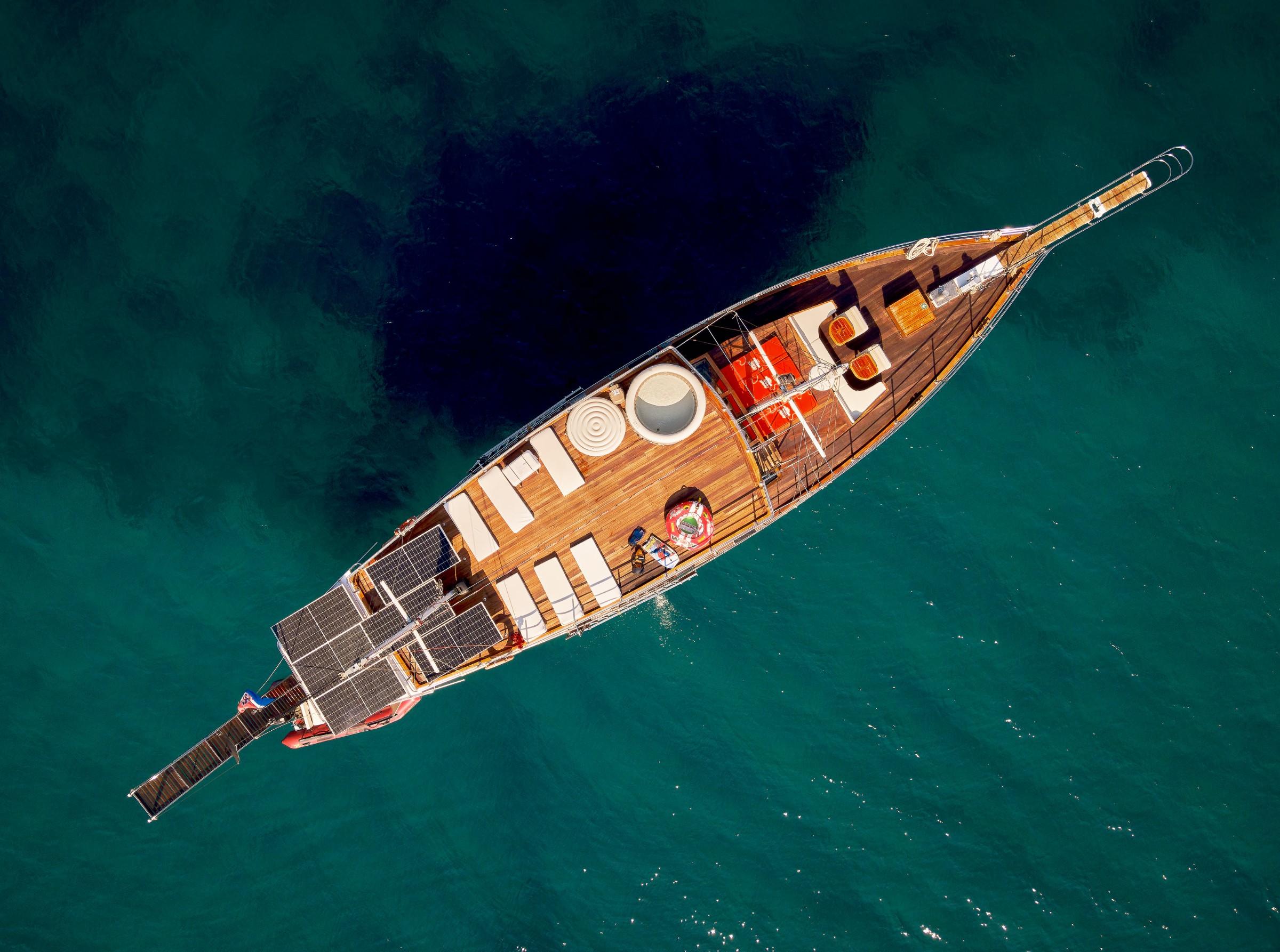 Trebenna gulet aerial view in Croatia
