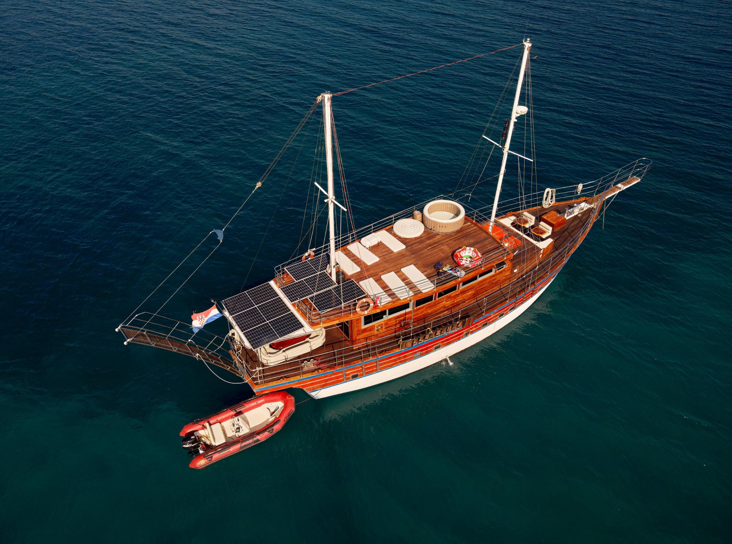 Trebenna gulet aerial view in Croatia
