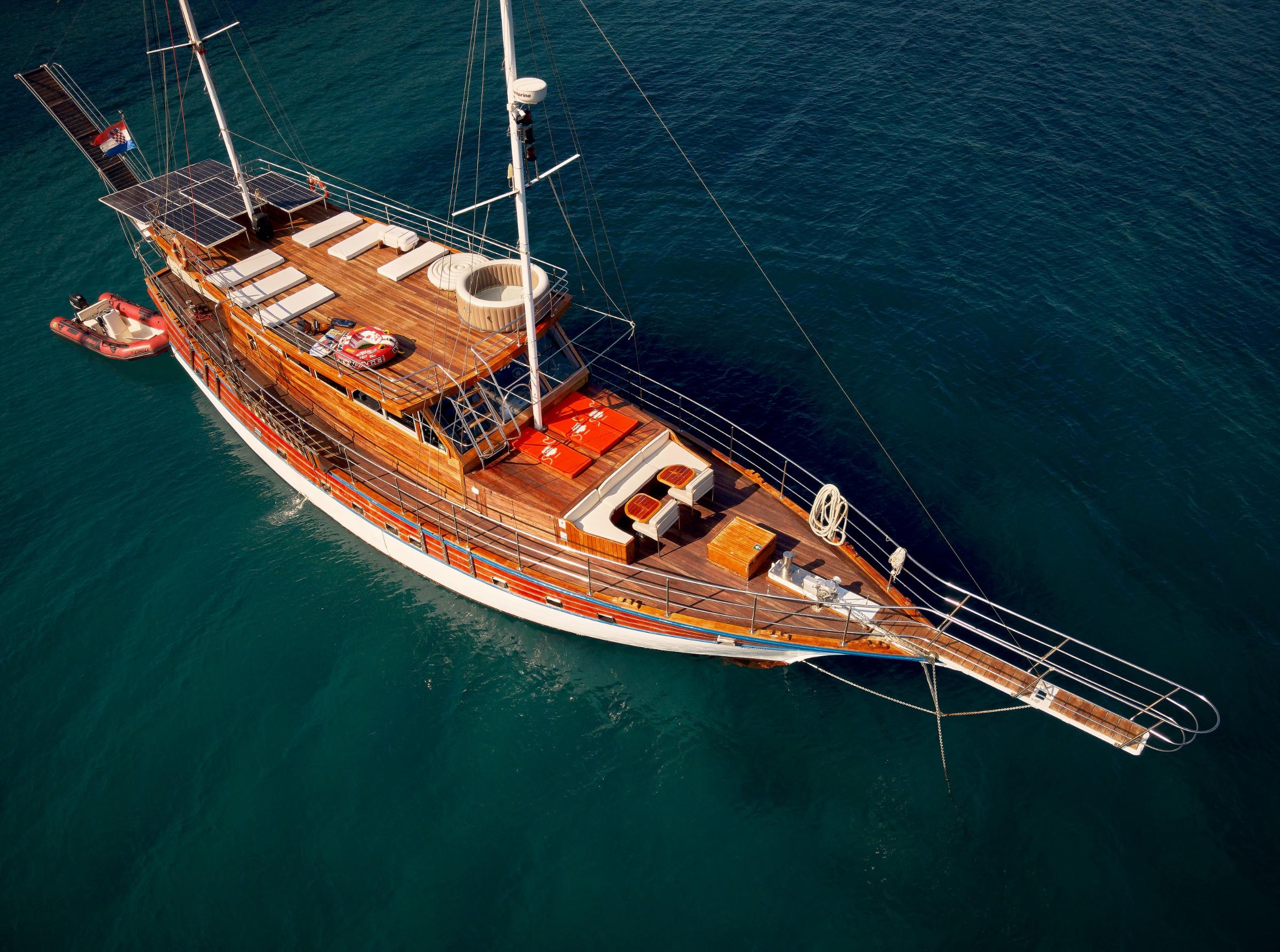 Trebenna gulet aerial view in Croatia