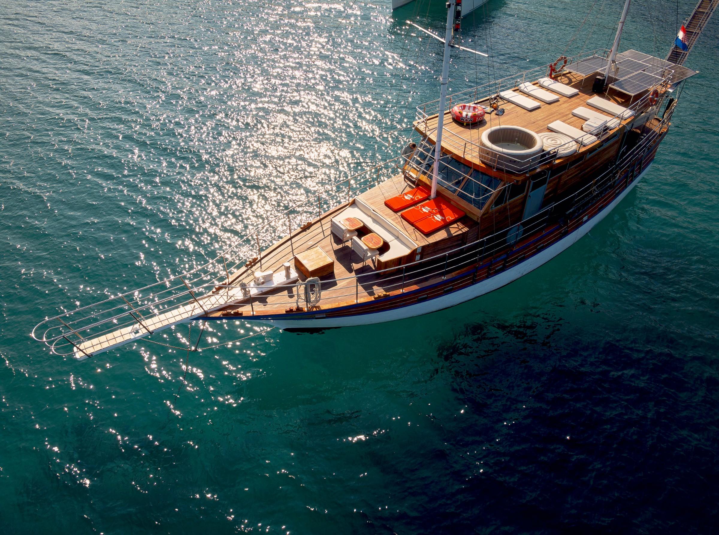 Trebenna gulet aerial view in Croatia