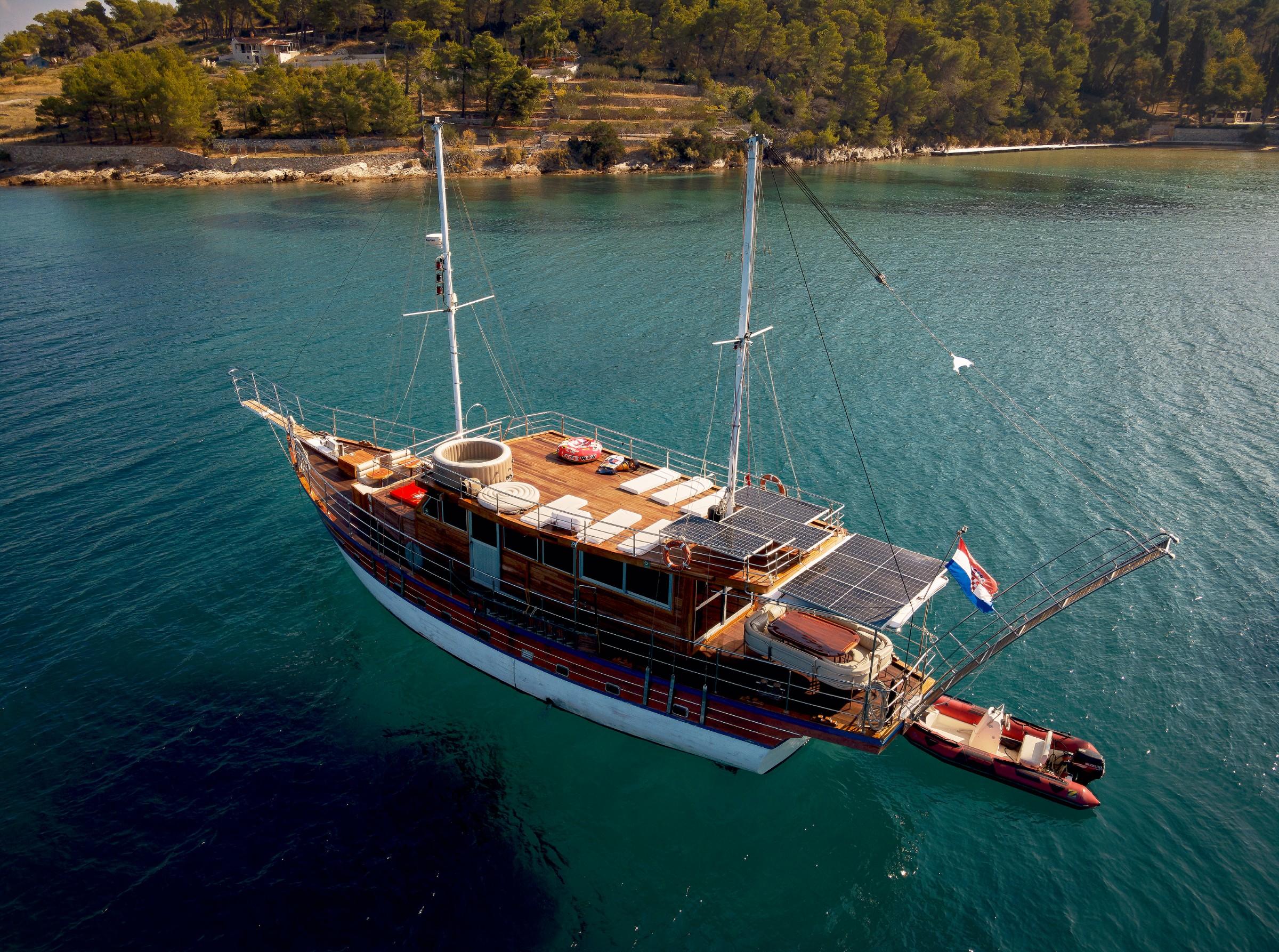 Trebenna gulet aerial view in Croatia