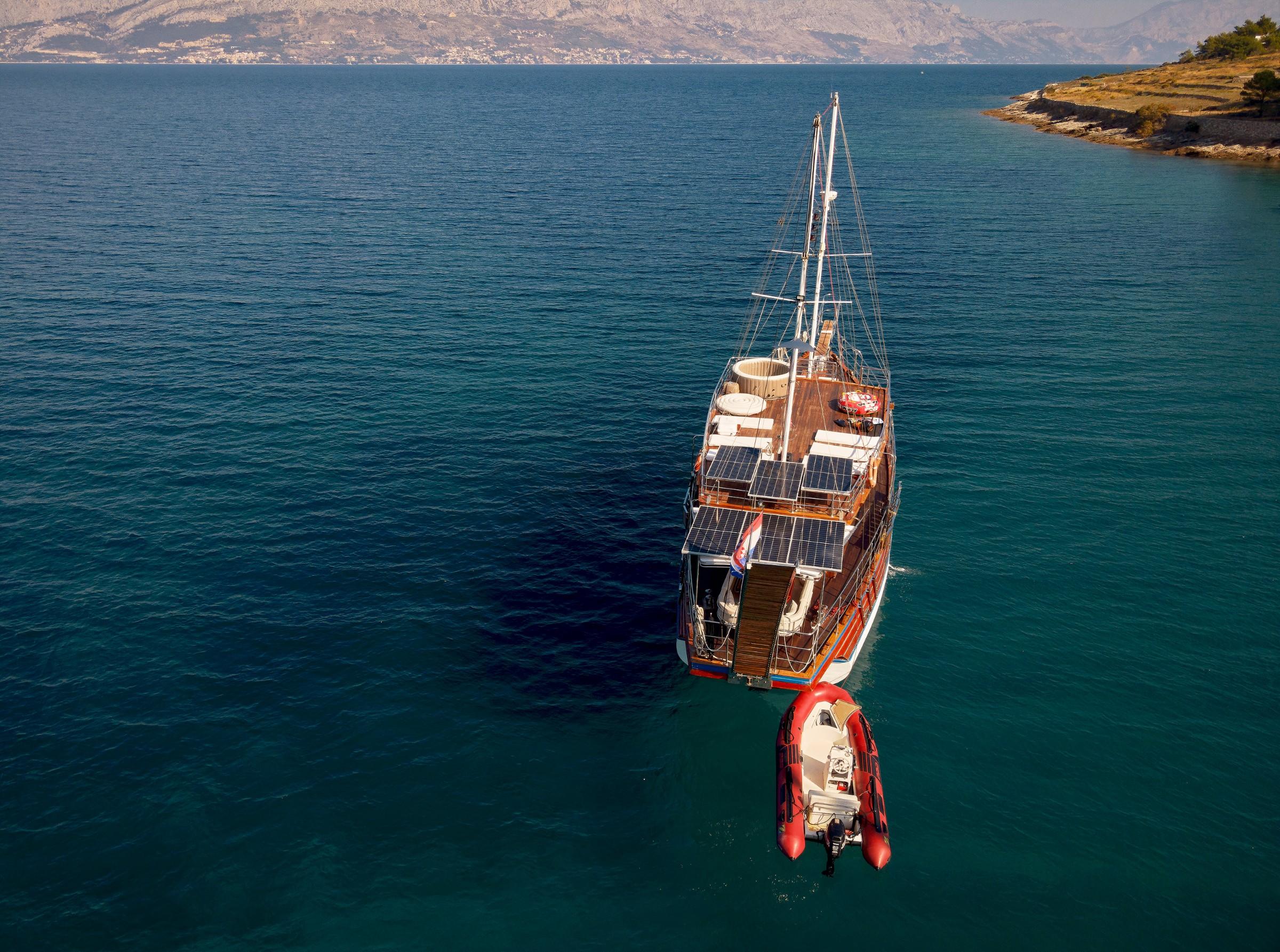 Trebenna gulet aerial view in Croatia
