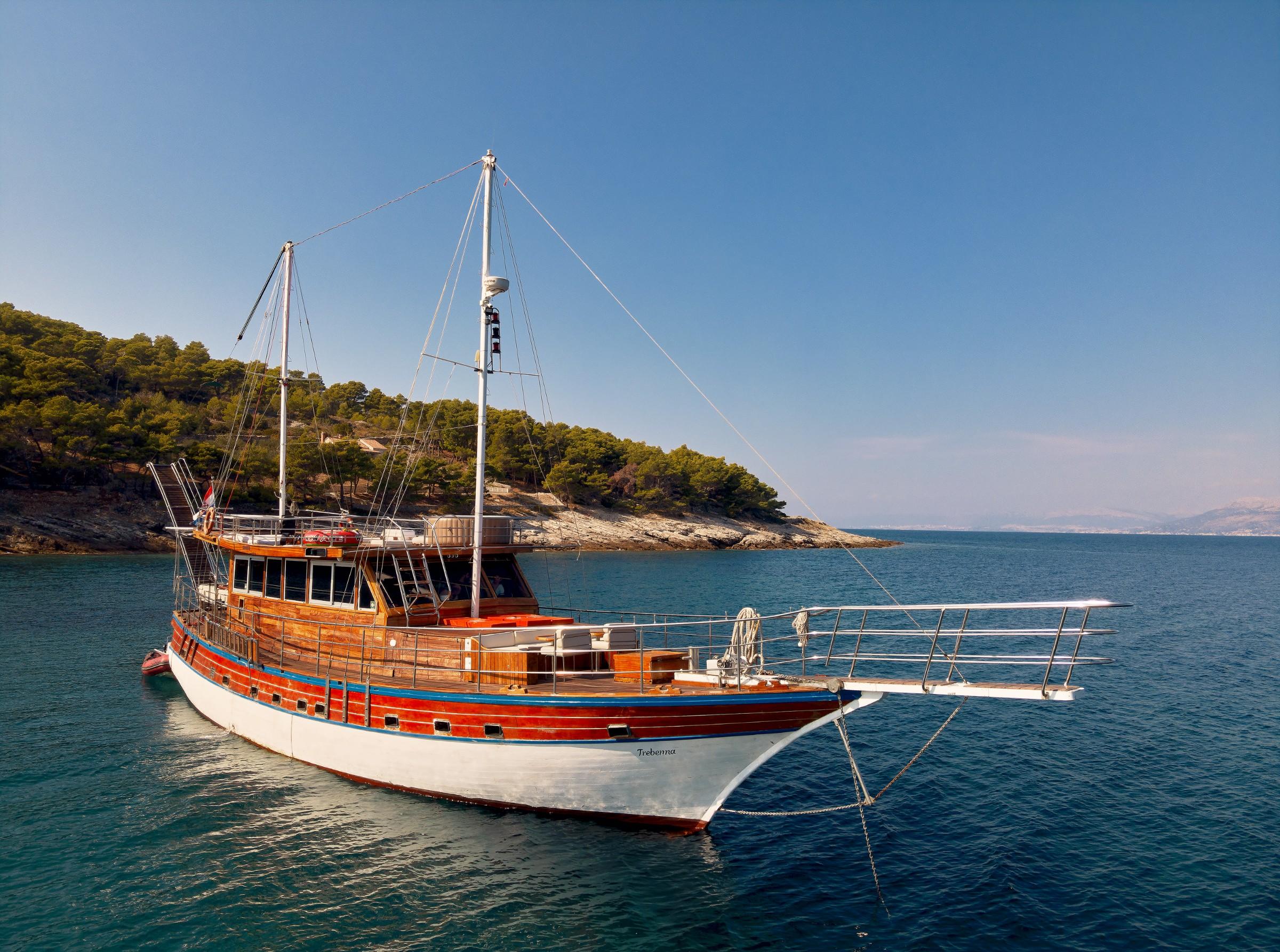 Trebenna gulet amenities aerial view in Croatia