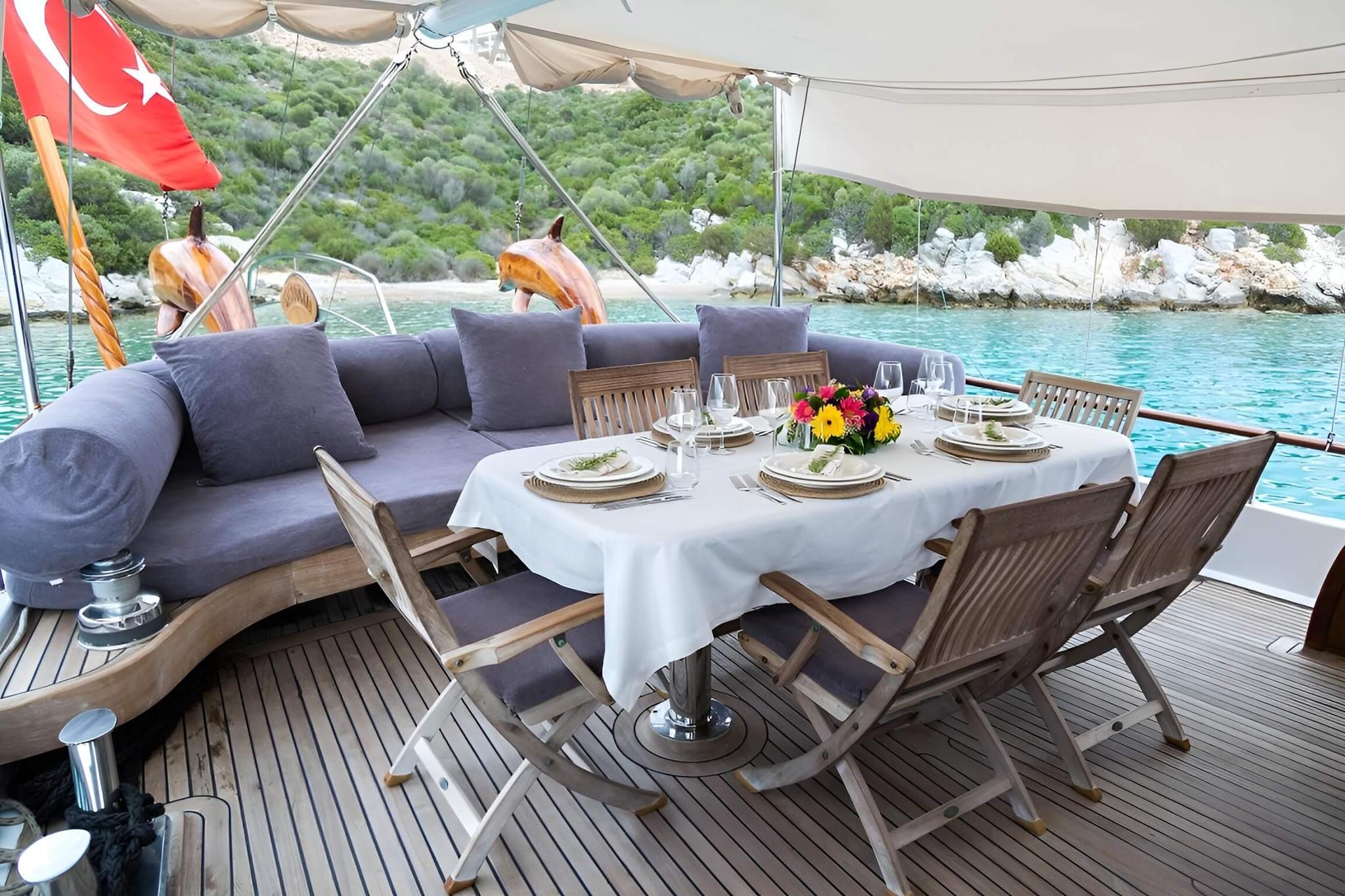 Primadonna gulet amenities exterior deck in Türkiye