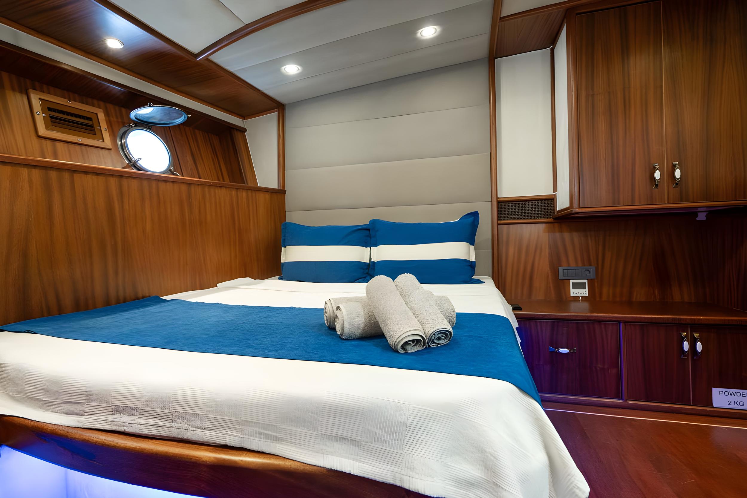 Nevra Queen gulet accommodation interior cabin in Türkiye