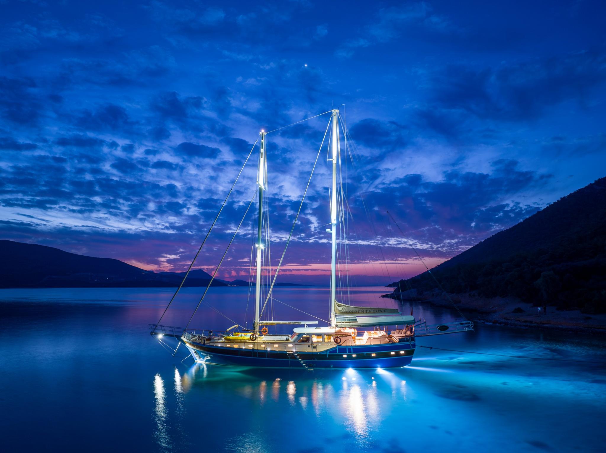 Gözdem The One gulet amenities aerial view in Türkiye