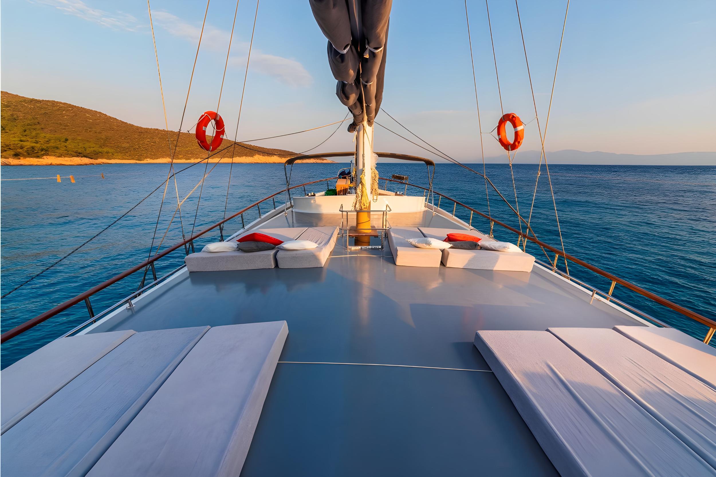 Bodrum Queen gulet amenities exterior deck in Türkiye