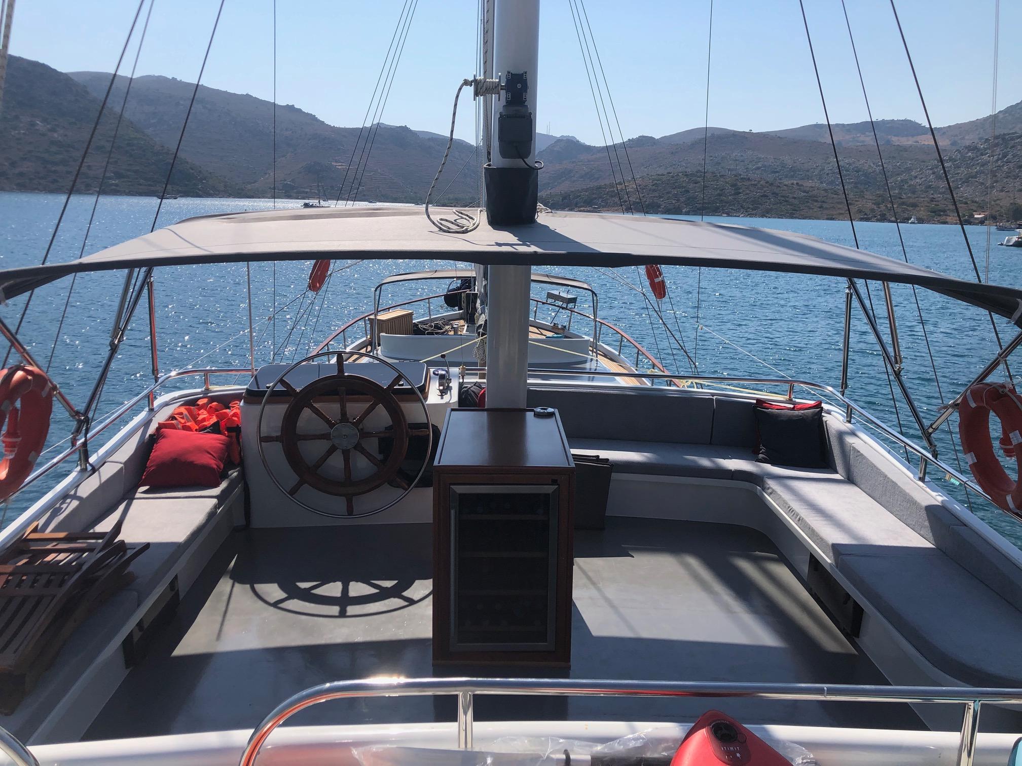 Bodrum Queen gulet amenities exterior deck in Türkiye