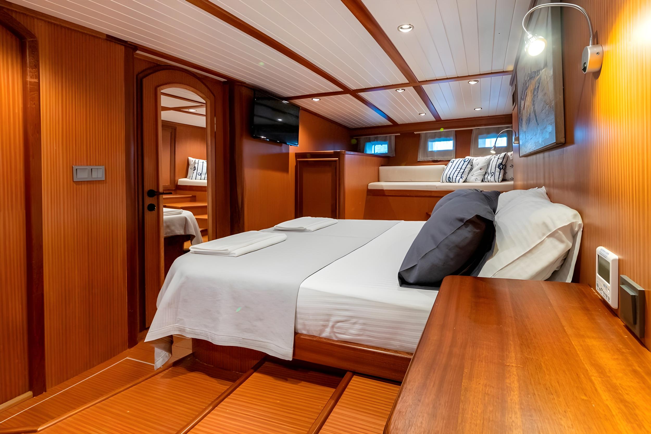 Bodrum Queen gulet accommodation interior cabin in Türkiye