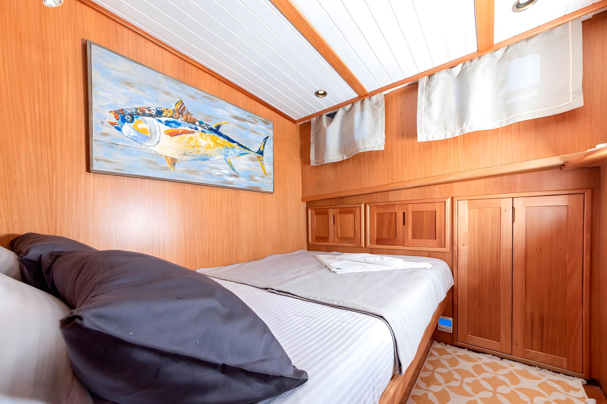 Bodrum Queen gulet accommodation interior cabin in Türkiye