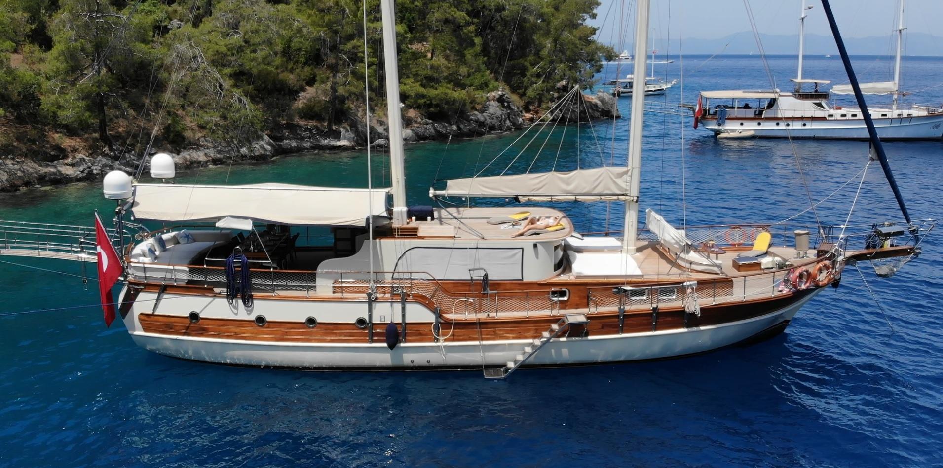 Cemre Mila gulet amenities aerial view in Türkiye