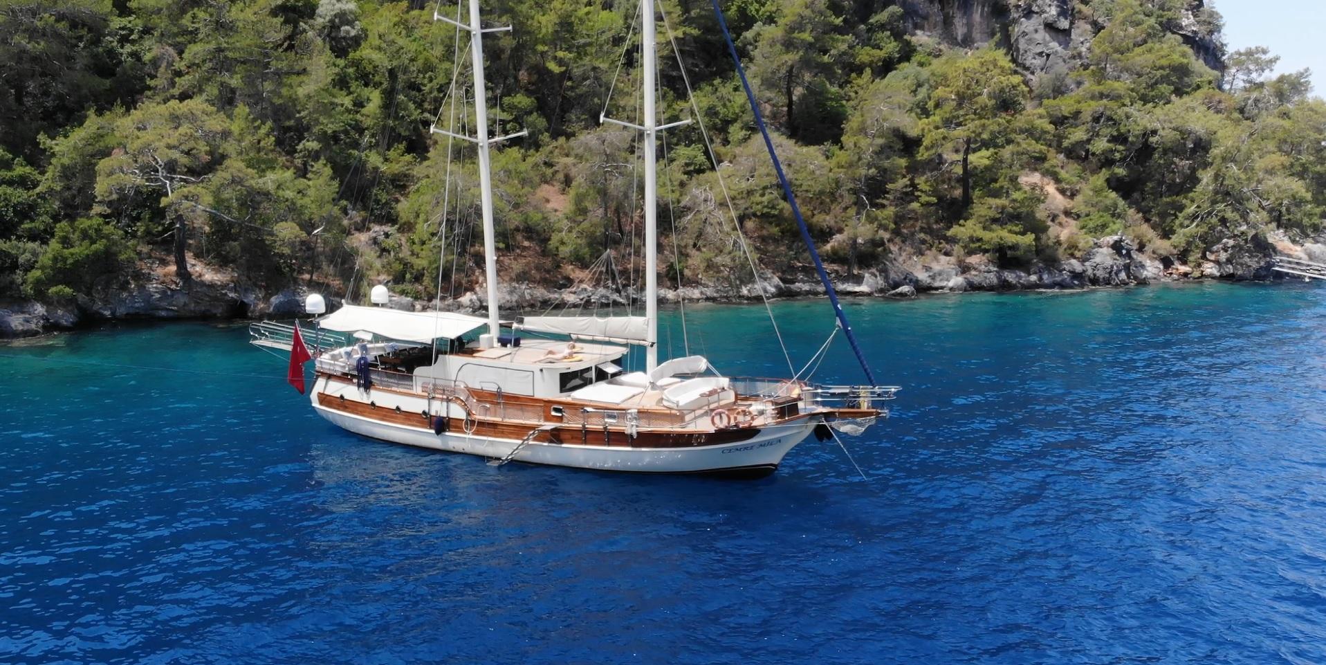 Cemre Mila gulet amenities aerial view in Türkiye