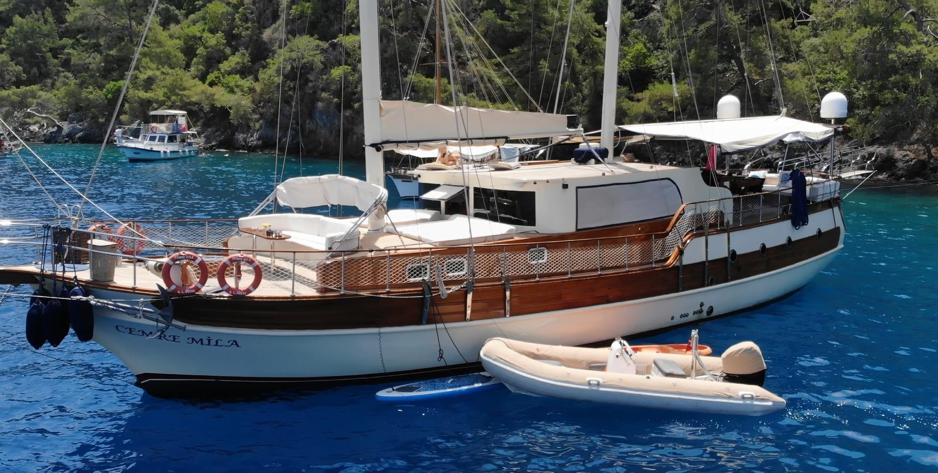 Cemre Mila gulet amenities aerial view in Türkiye