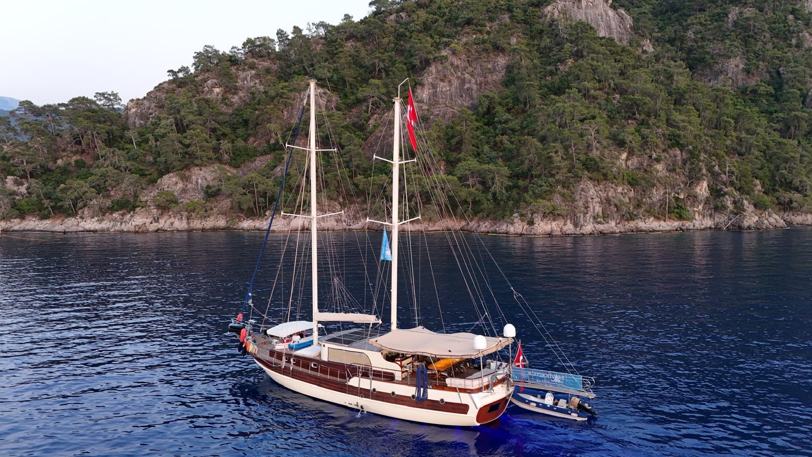 Cemre Mila gulet amenities aerial view in Türkiye
