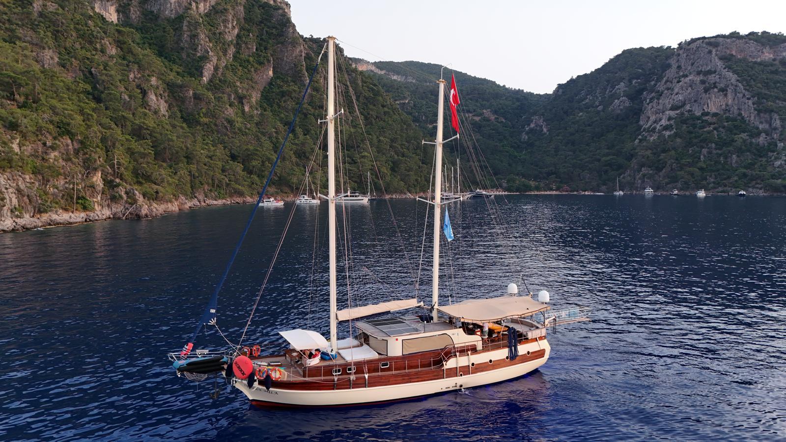 Cemre Mila gulet amenities aerial view in Türkiye