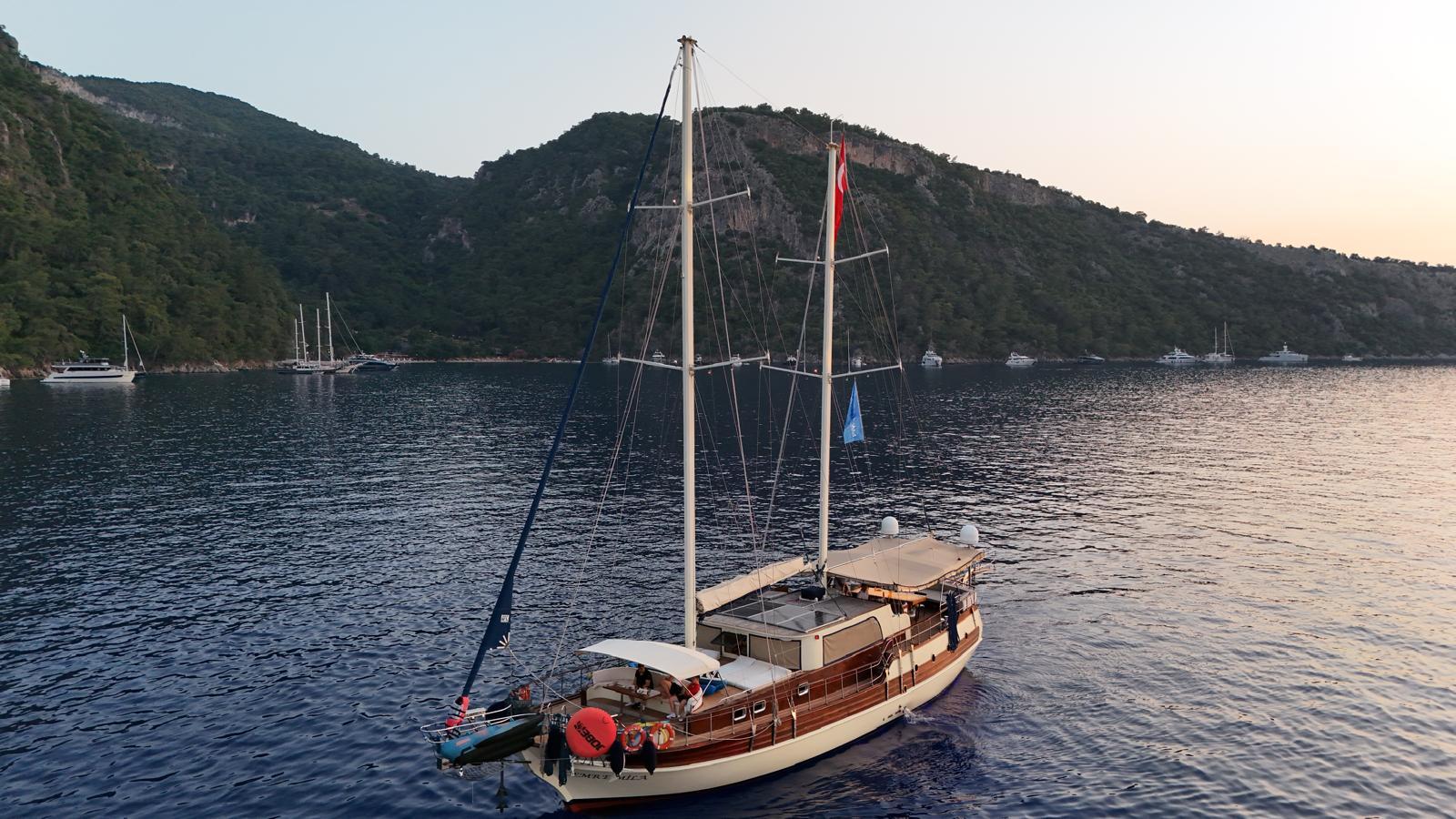 Cemre Mila gulet amenities aerial view in Türkiye