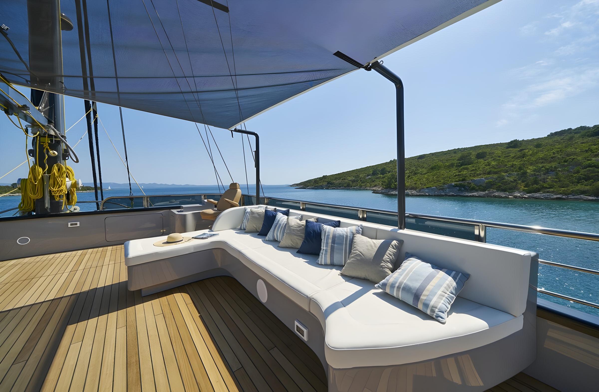 Rara Avis gulet amenities exterior deck in Croatia