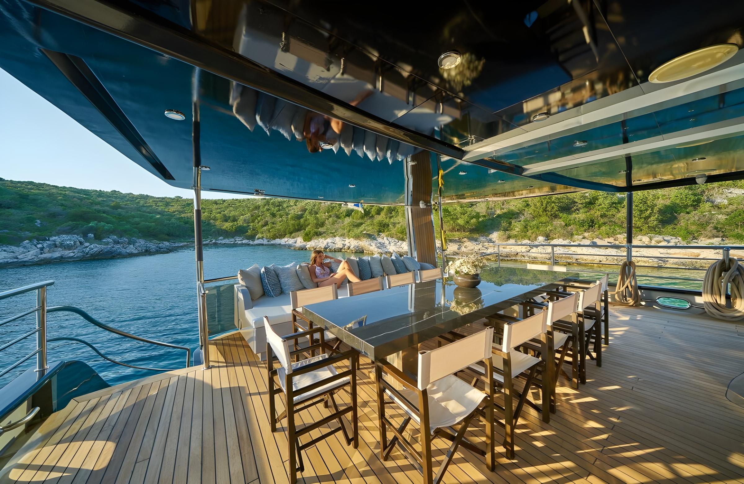 Rara Avis gulet amenities exterior deck in Croatia