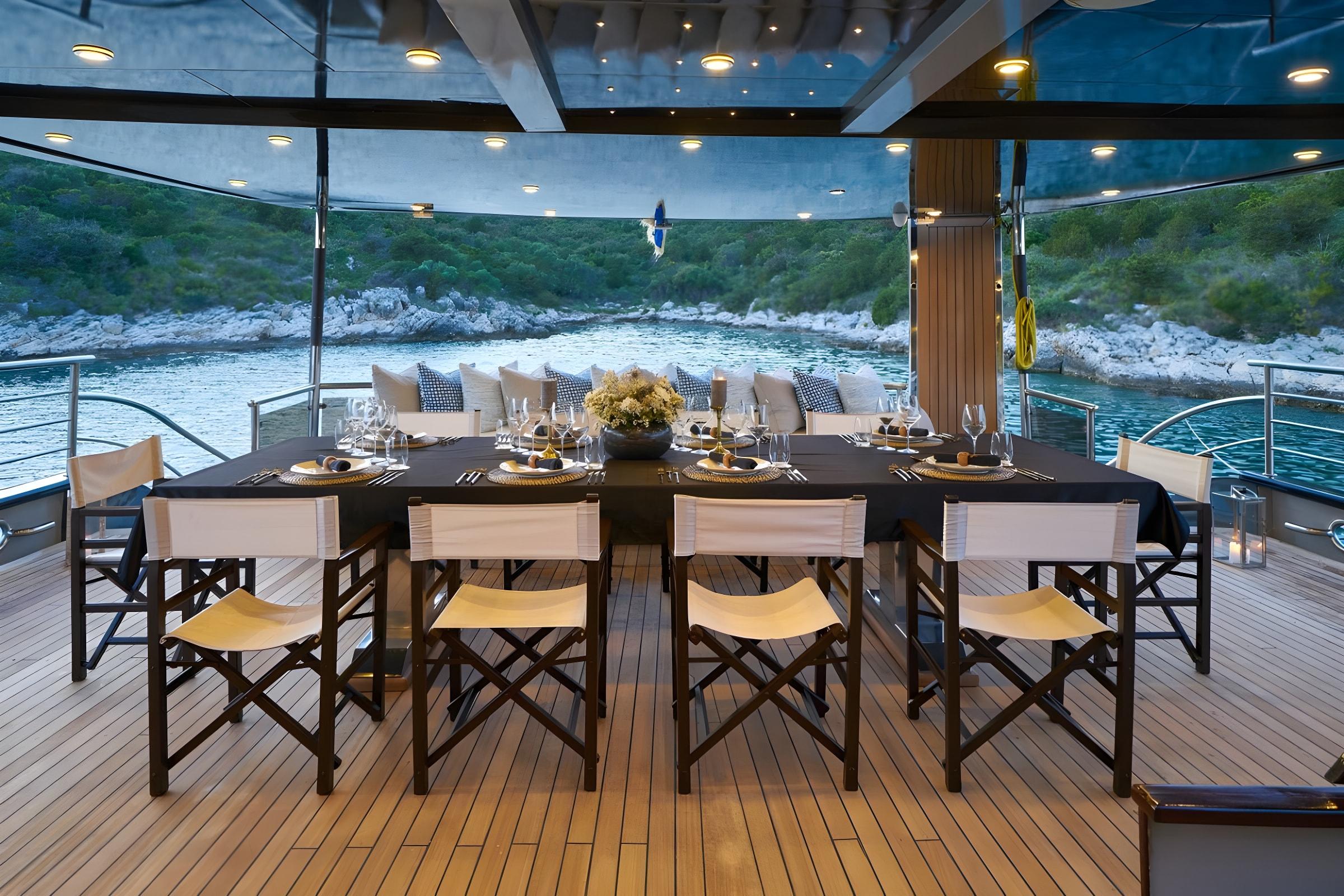 Rara Avis gulet amenities lifestyle dining in Croatia