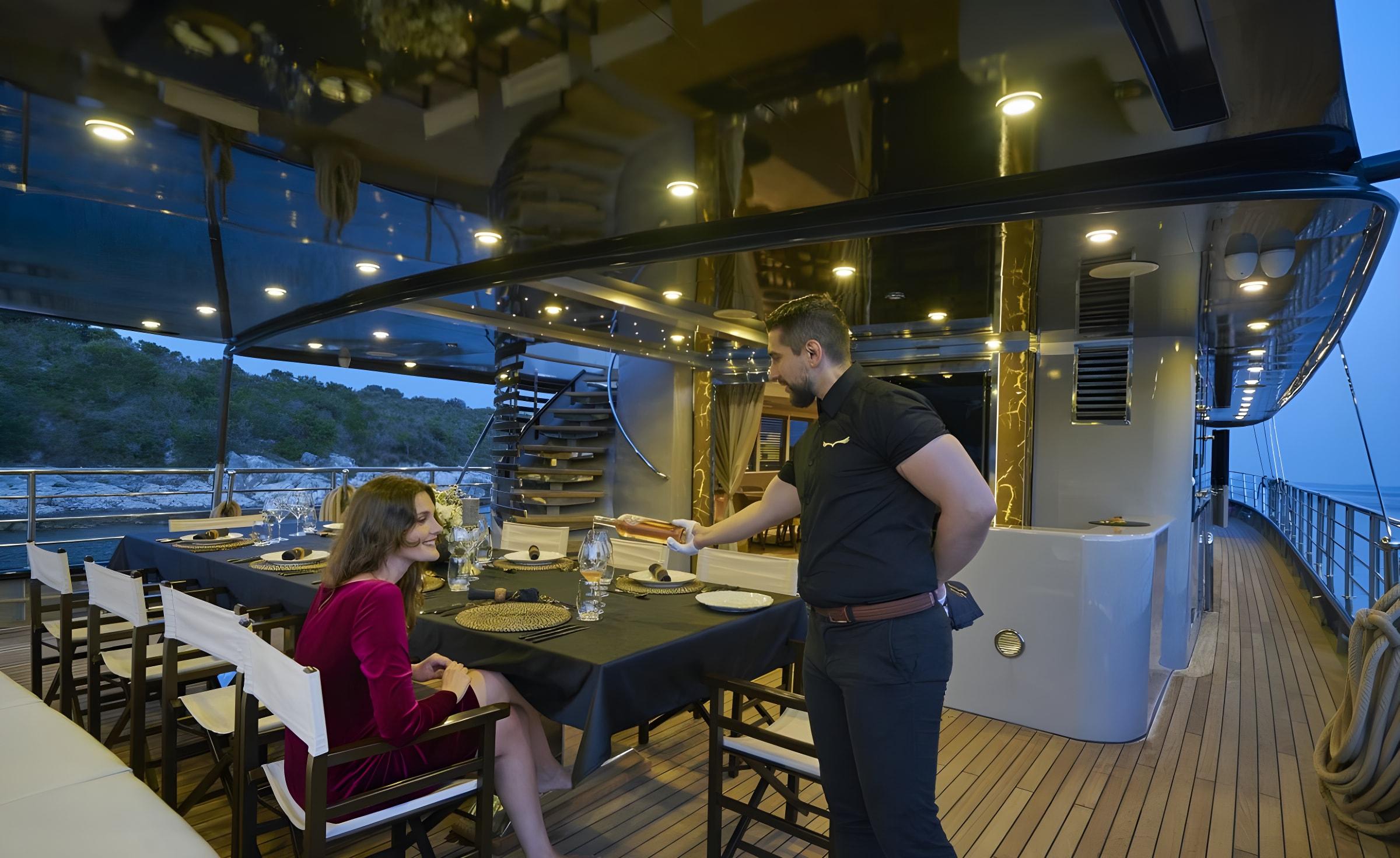 Rara Avis gulet amenities lifestyle dining in Croatia