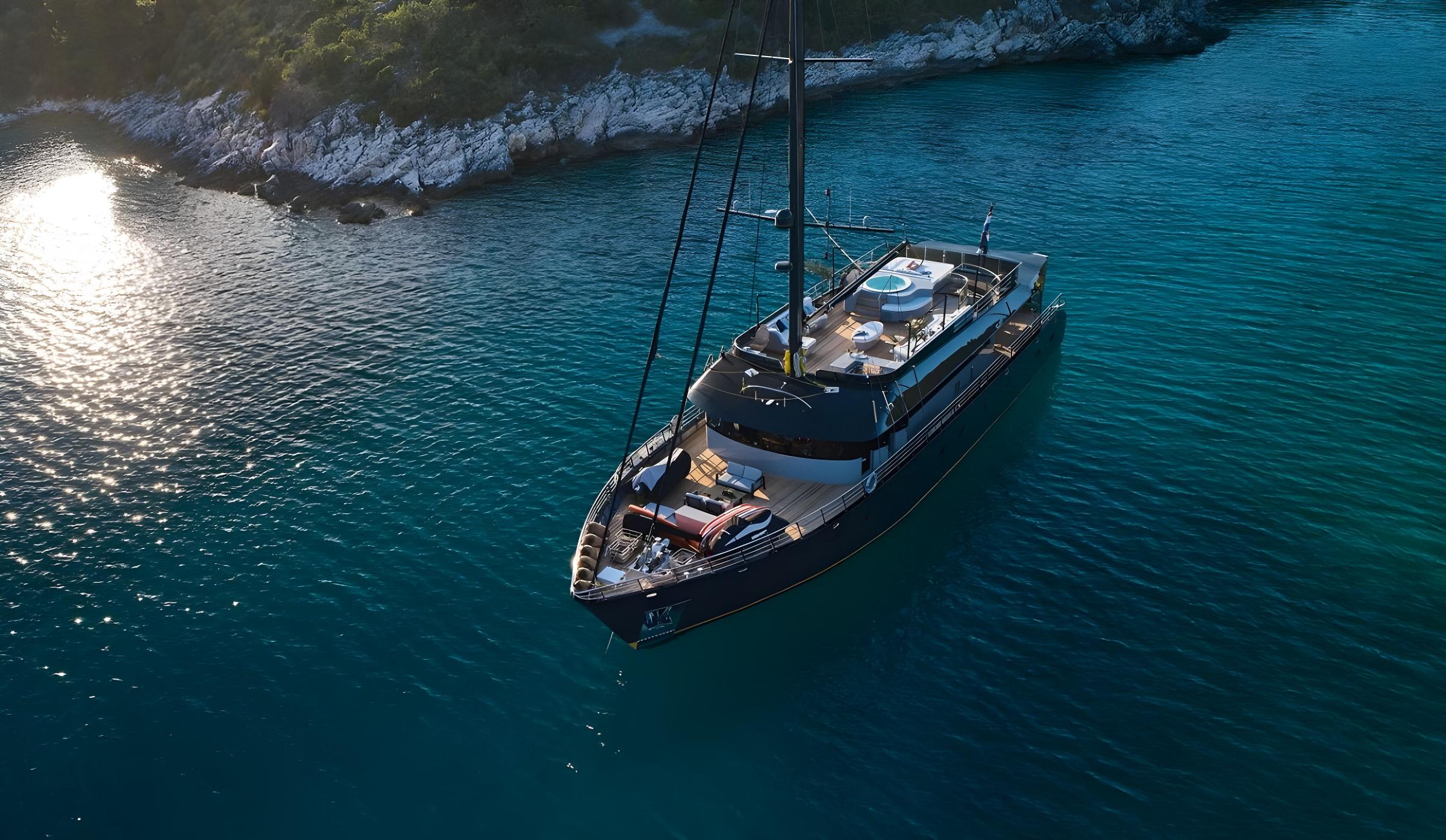 Rara Avis gulet aerial view in Croatia