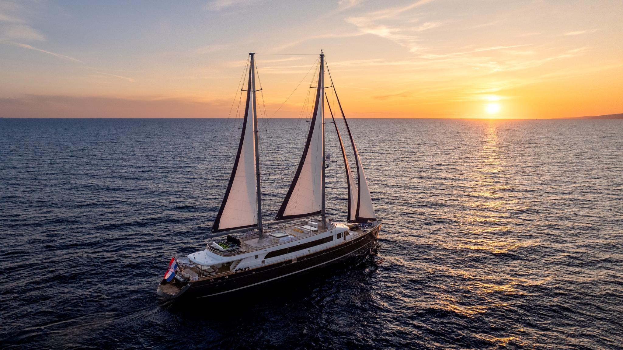 Dalmatino gulet amenities aerial view in Croatia