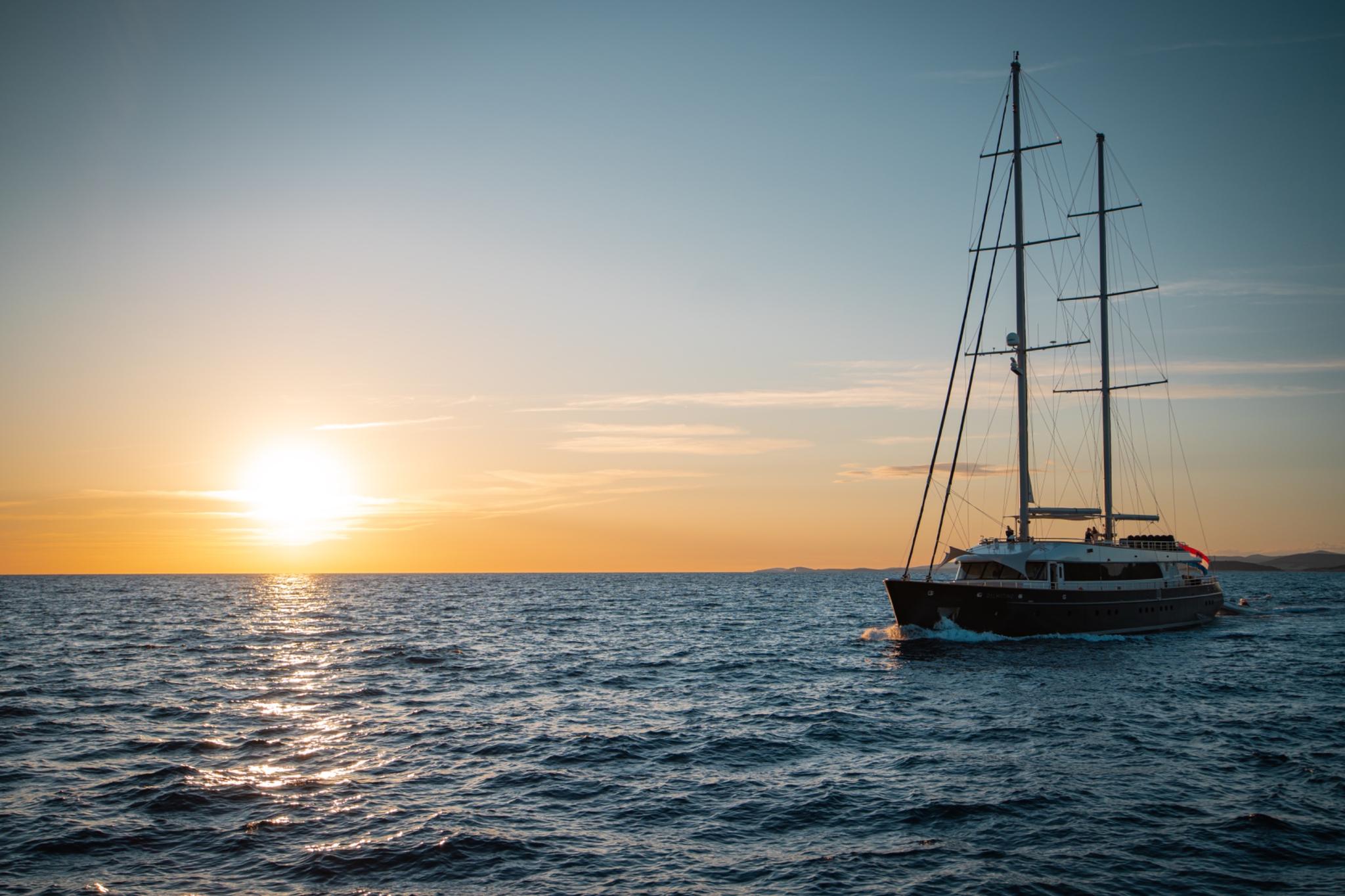 Dalmatino gulet amenities aerial view in Croatia