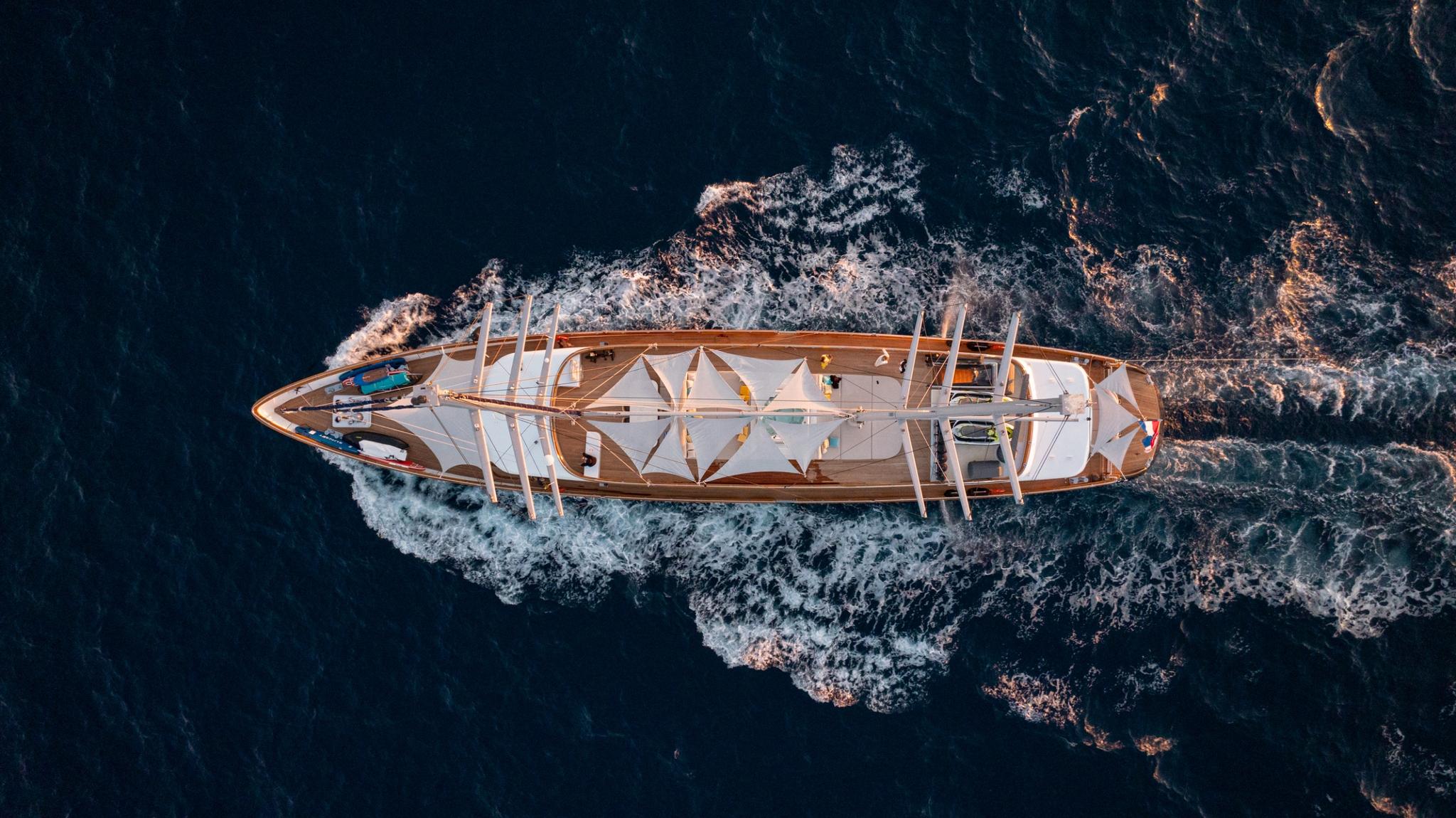 Dalmatino gulet aerial view in Croatia