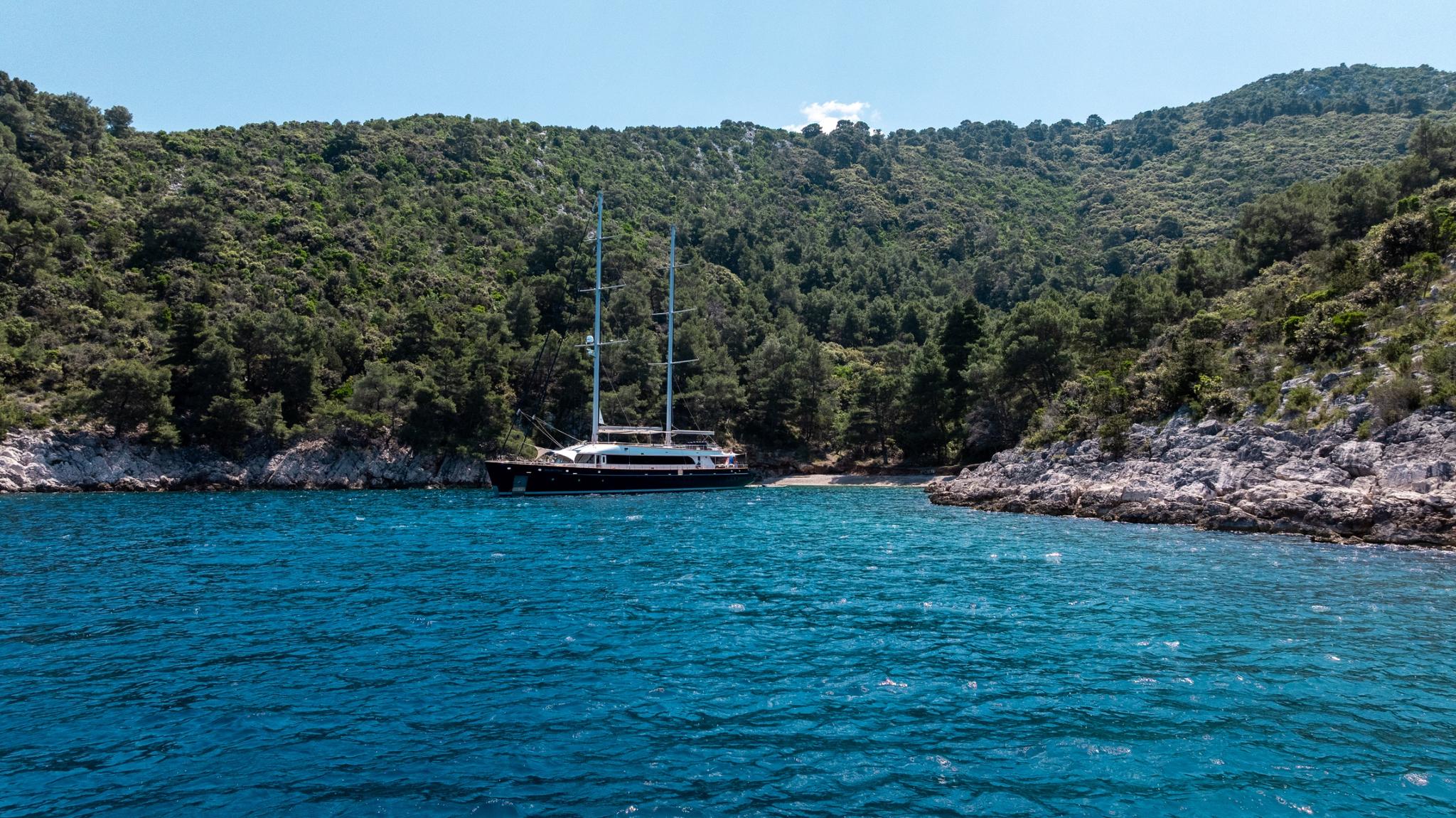 Dalmatino gulet amenities aerial view in Croatia