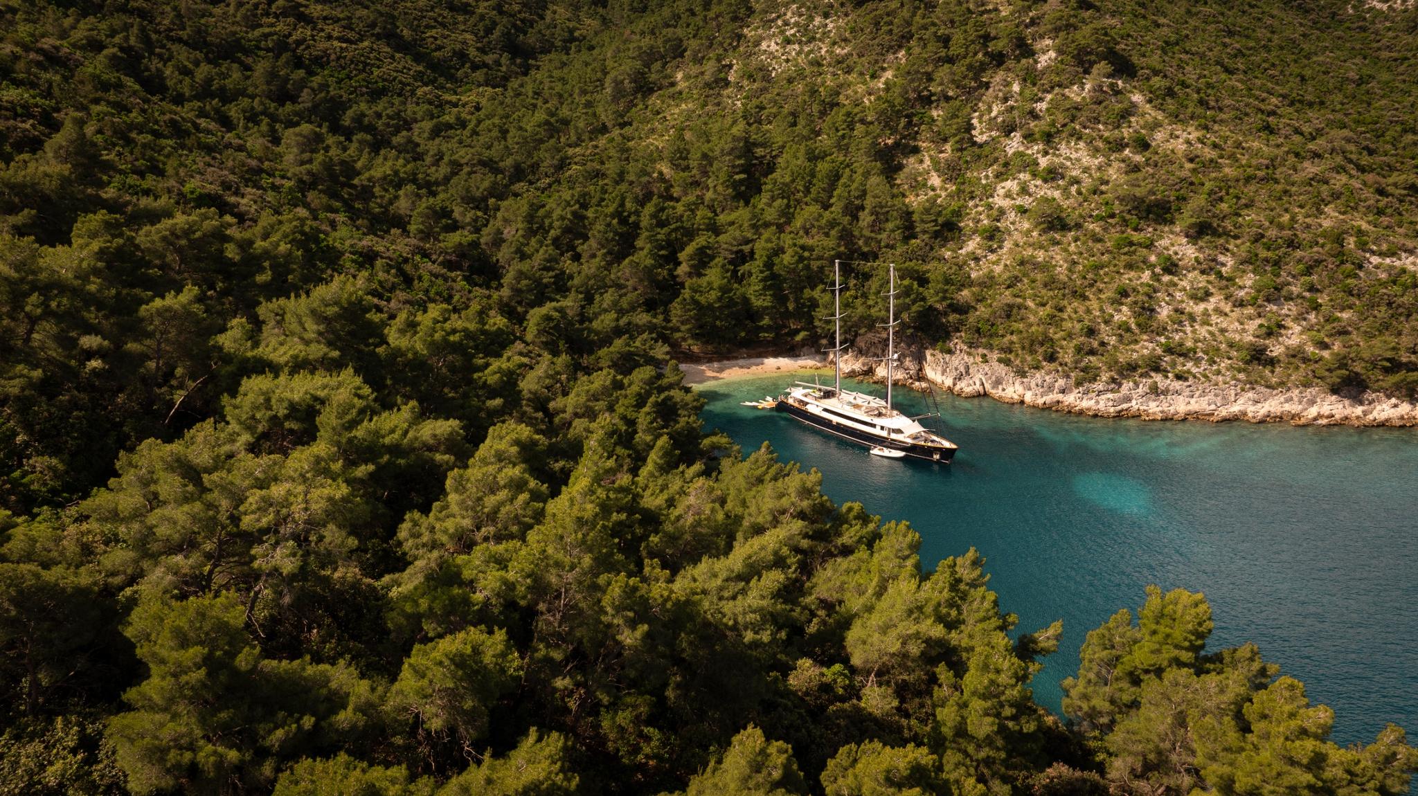 Dalmatino gulet aerial view in Croatia