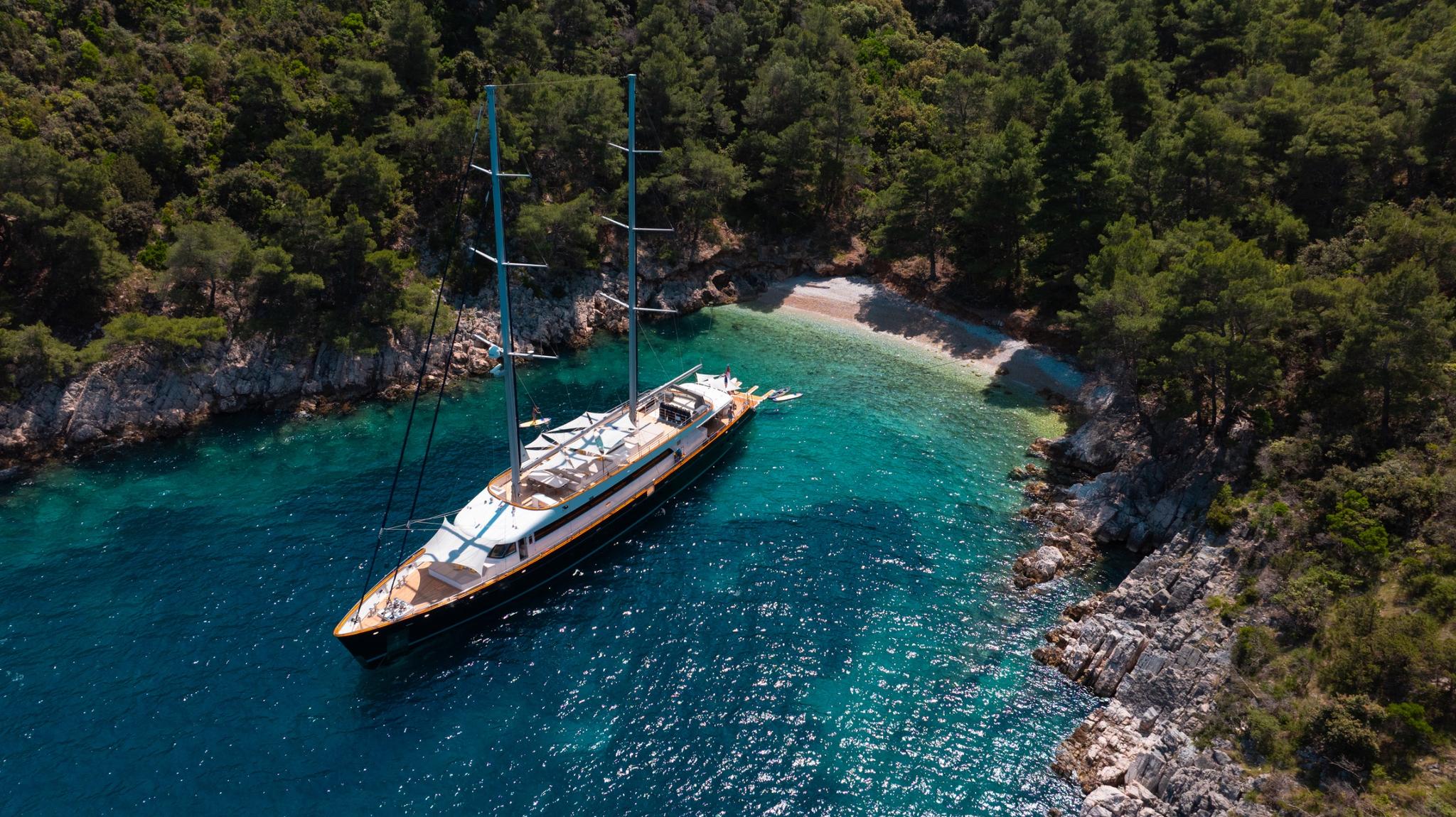 Dalmatino gulet aerial view in Croatia