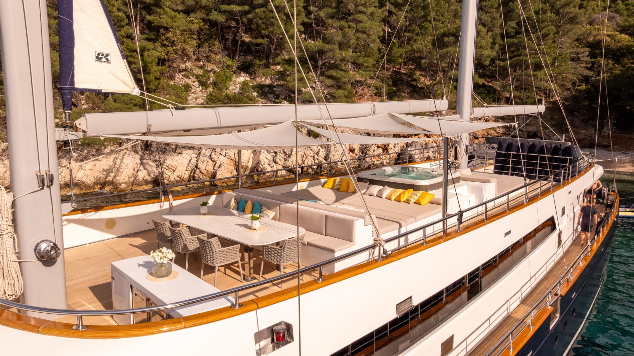 Dalmatino gulet amenities exterior deck in Croatia