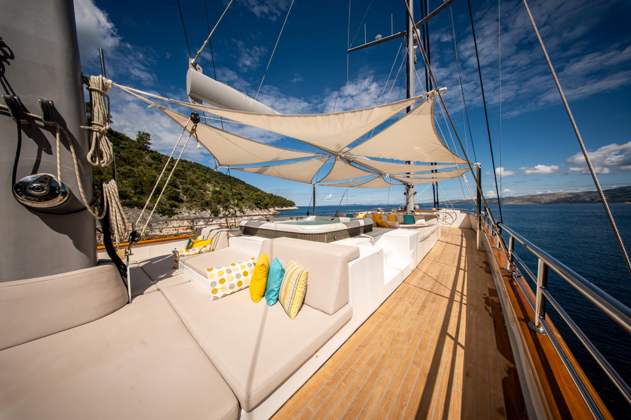 Dalmatino gulet amenities exterior deck in Croatia