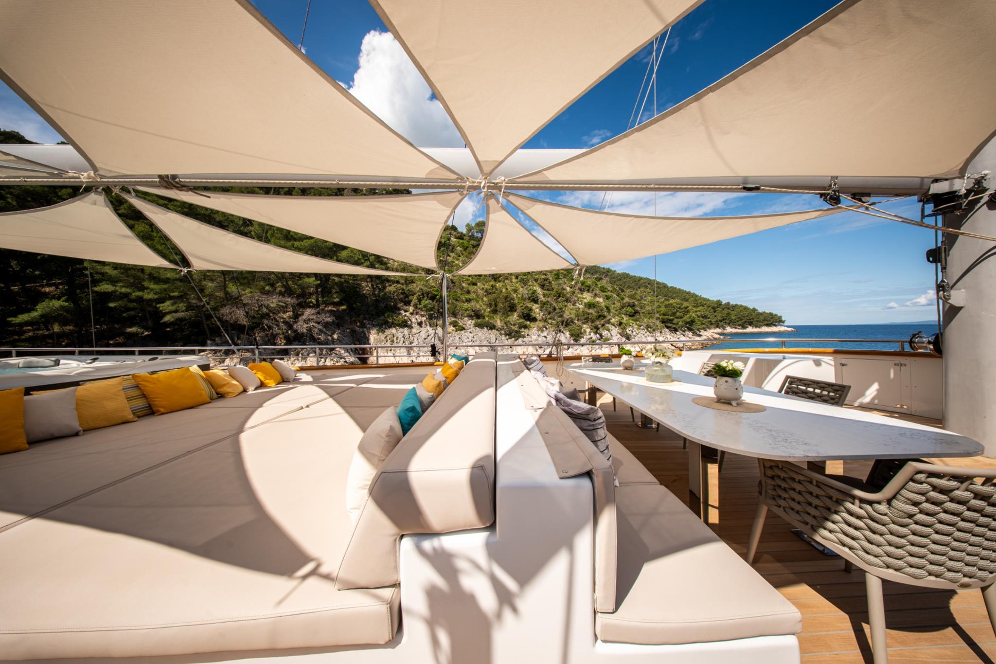 Dalmatino gulet amenities exterior deck in Croatia