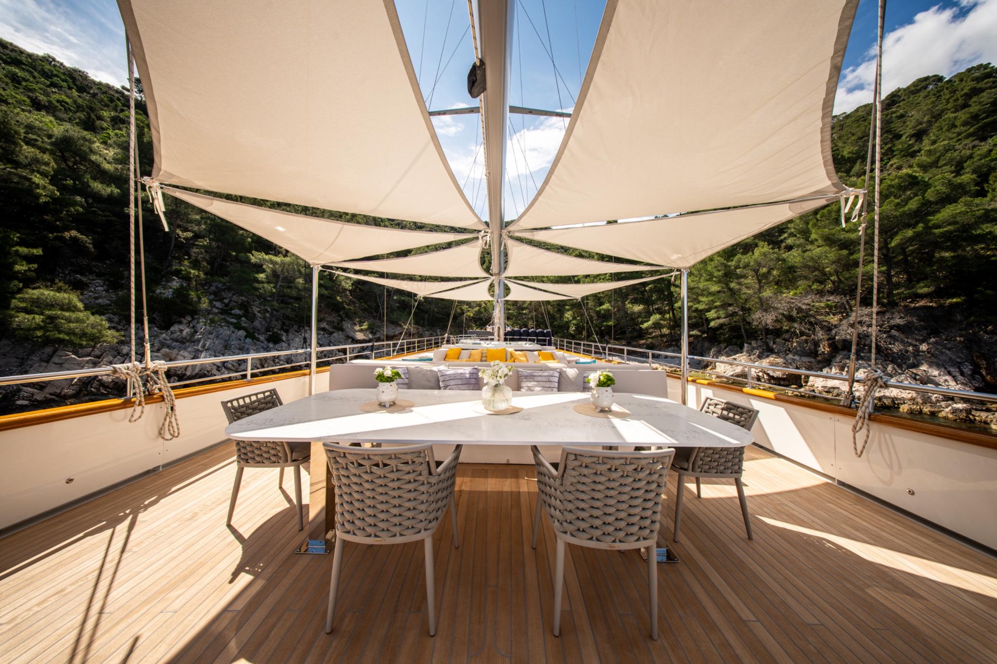 Dalmatino gulet exterior deck in Croatia