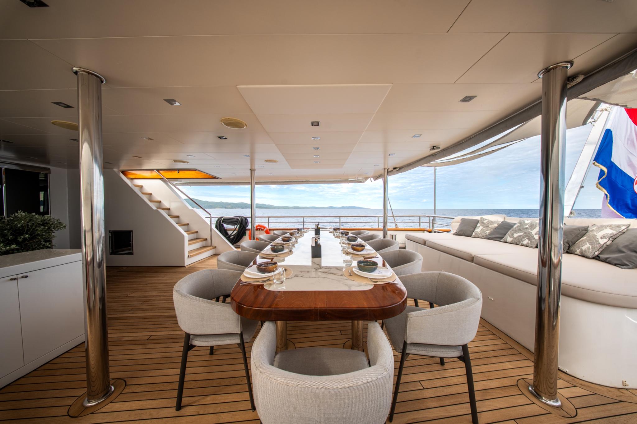 Dalmatino gulet exterior deck in Croatia