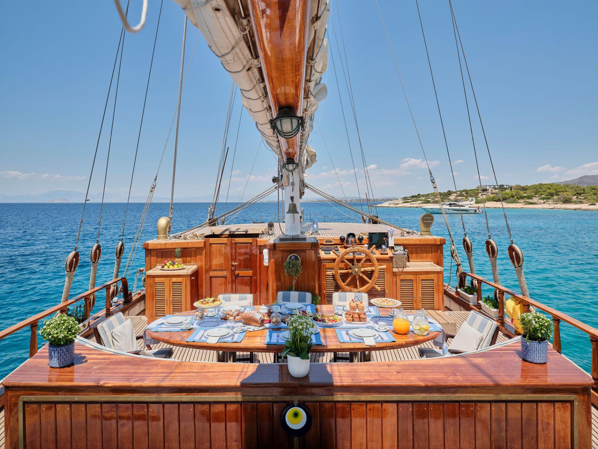 Myra gulet amenities lifestyle dining in Greece