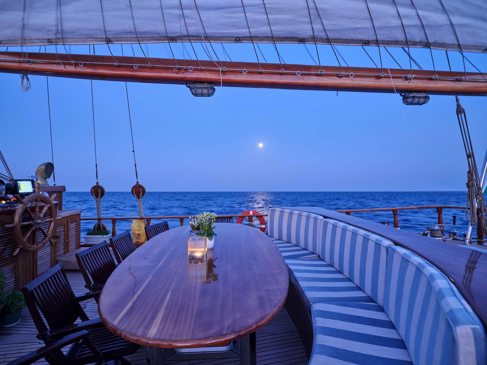 Myra gulet amenities exterior deck in Greece
