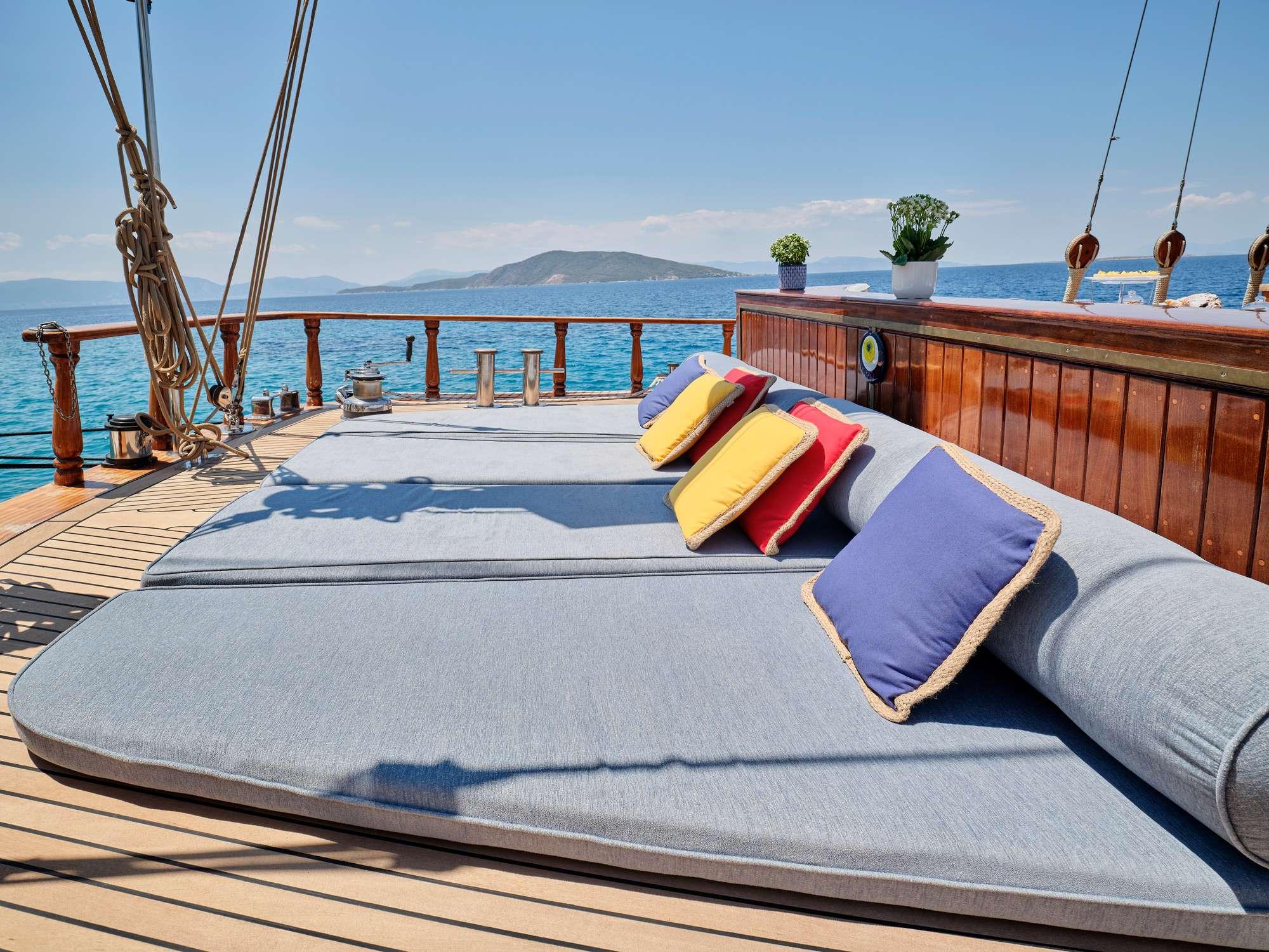 Myra gulet amenities exterior deck in Greece