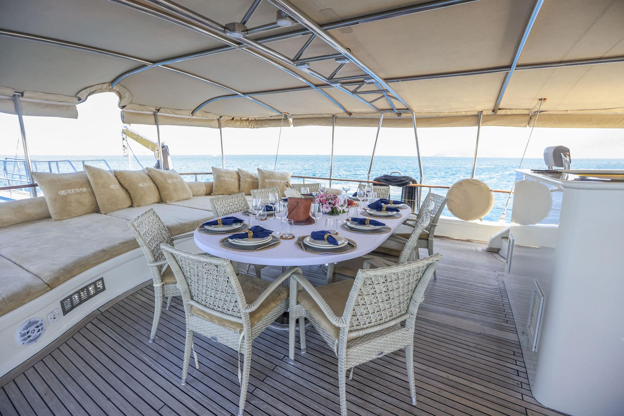Queen Of Sea gulet amenities exterior deck in Türkiye