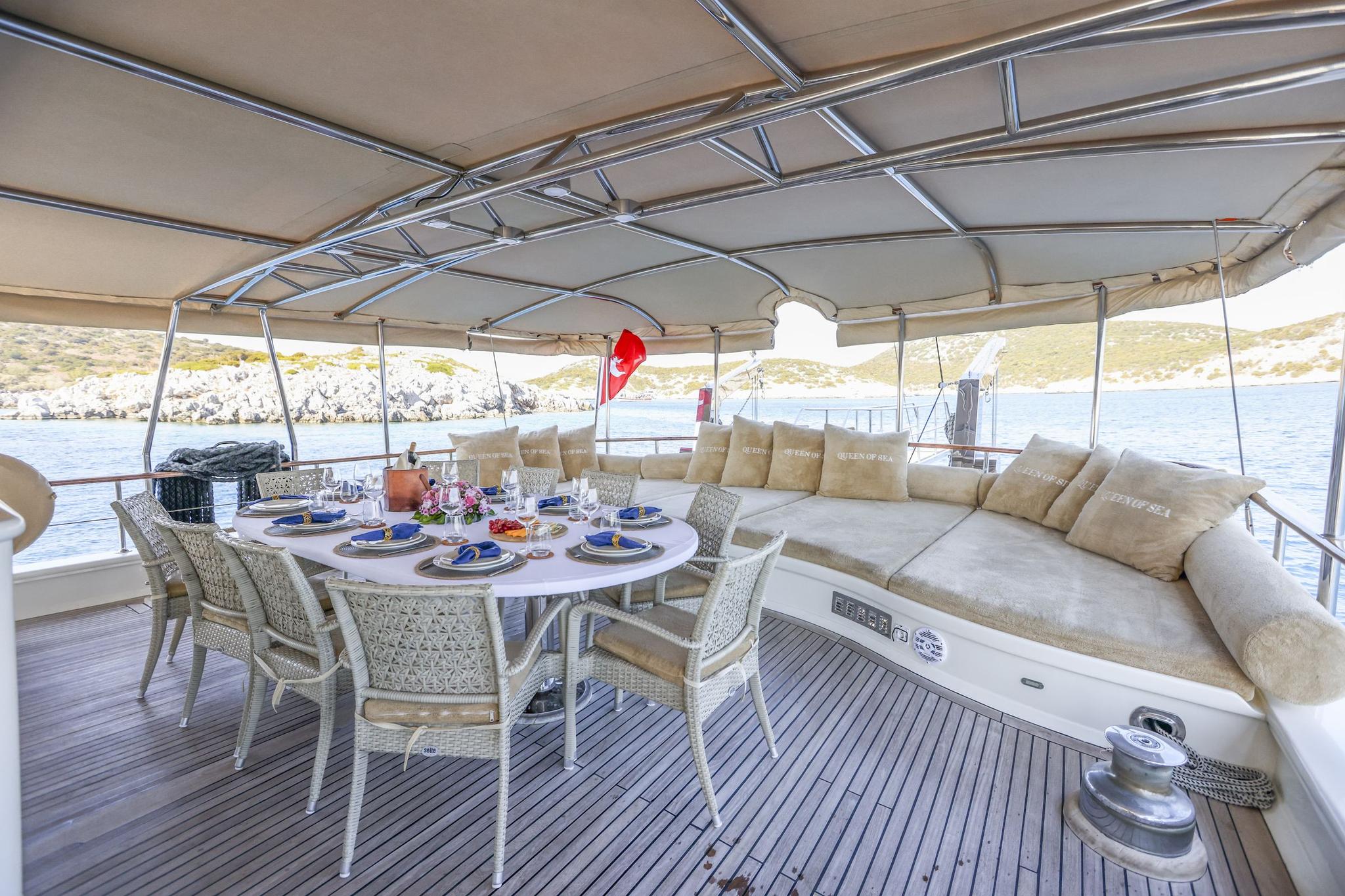Queen Of Sea gulet amenities exterior deck in Türkiye