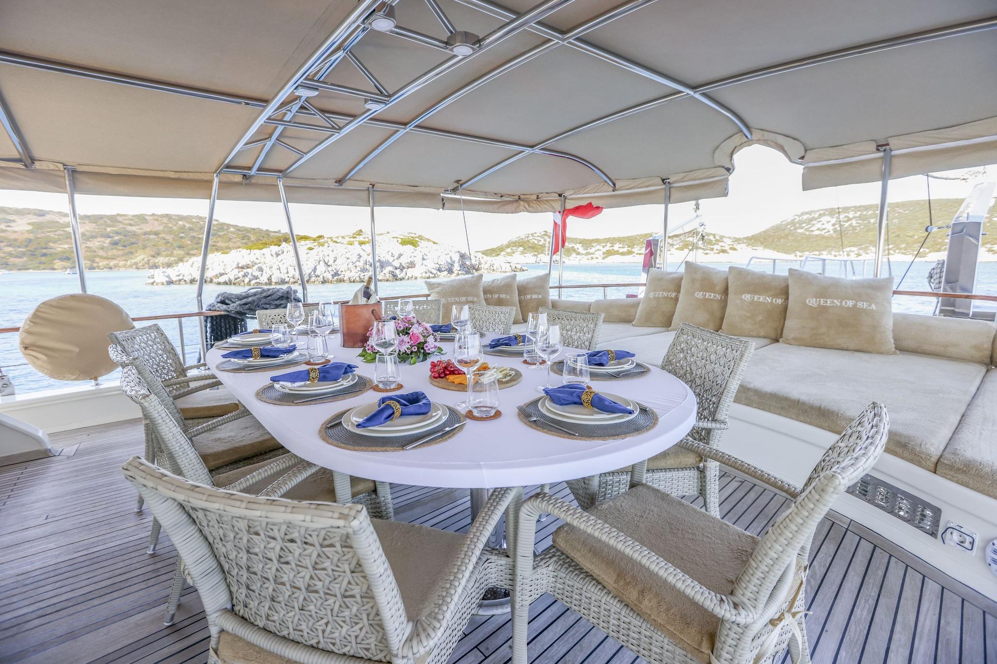 Queen Of Sea gulet amenities exterior deck in Türkiye