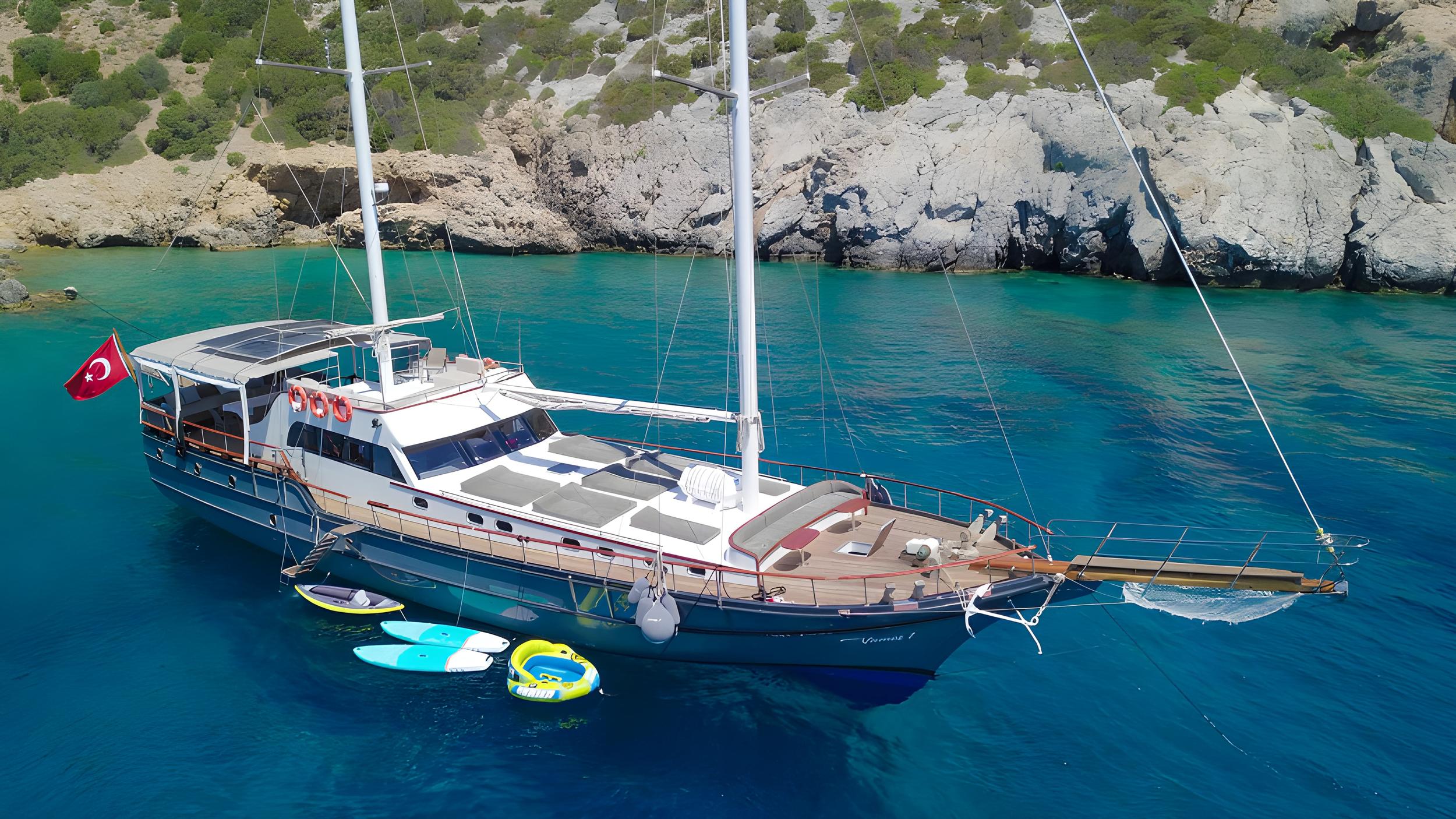 Vamos 1 gulet aerial view in Türkiye